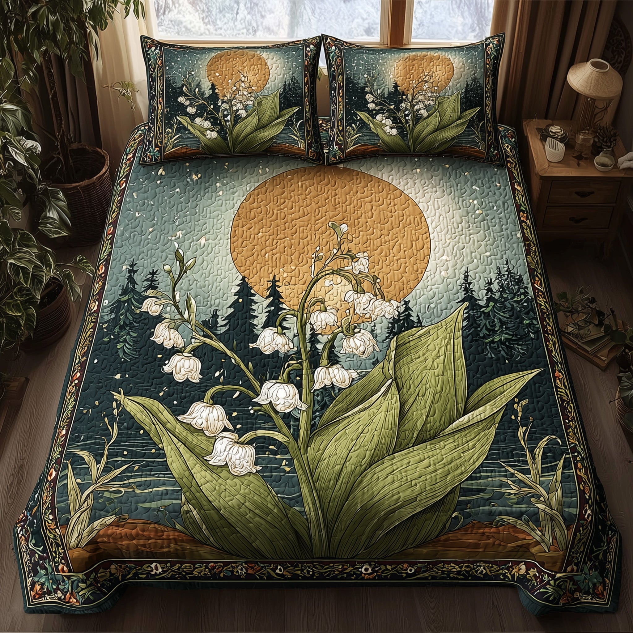 Lily Of The Valley Haven Quilted Bedding Set Classic Style