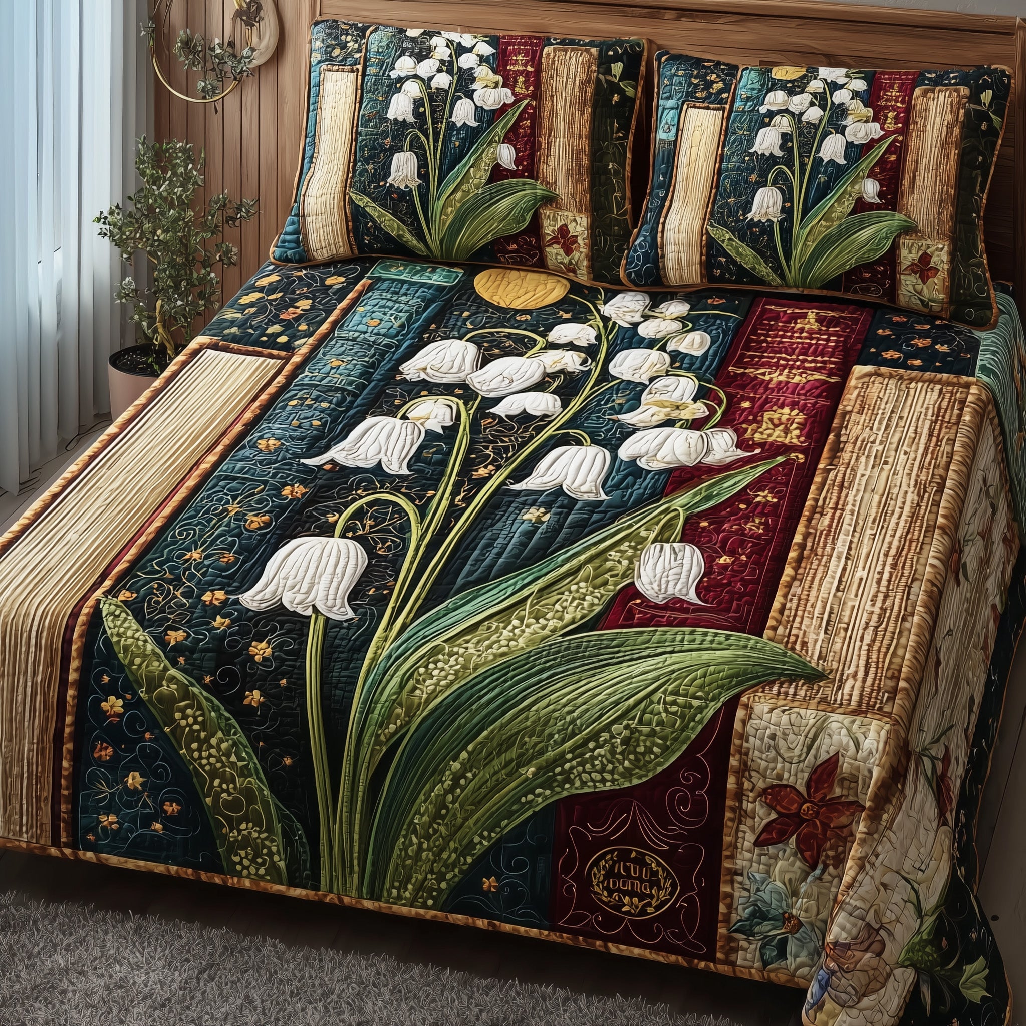 Lily Of The Valley Library Quilted Bedding Set Soft & Smooth