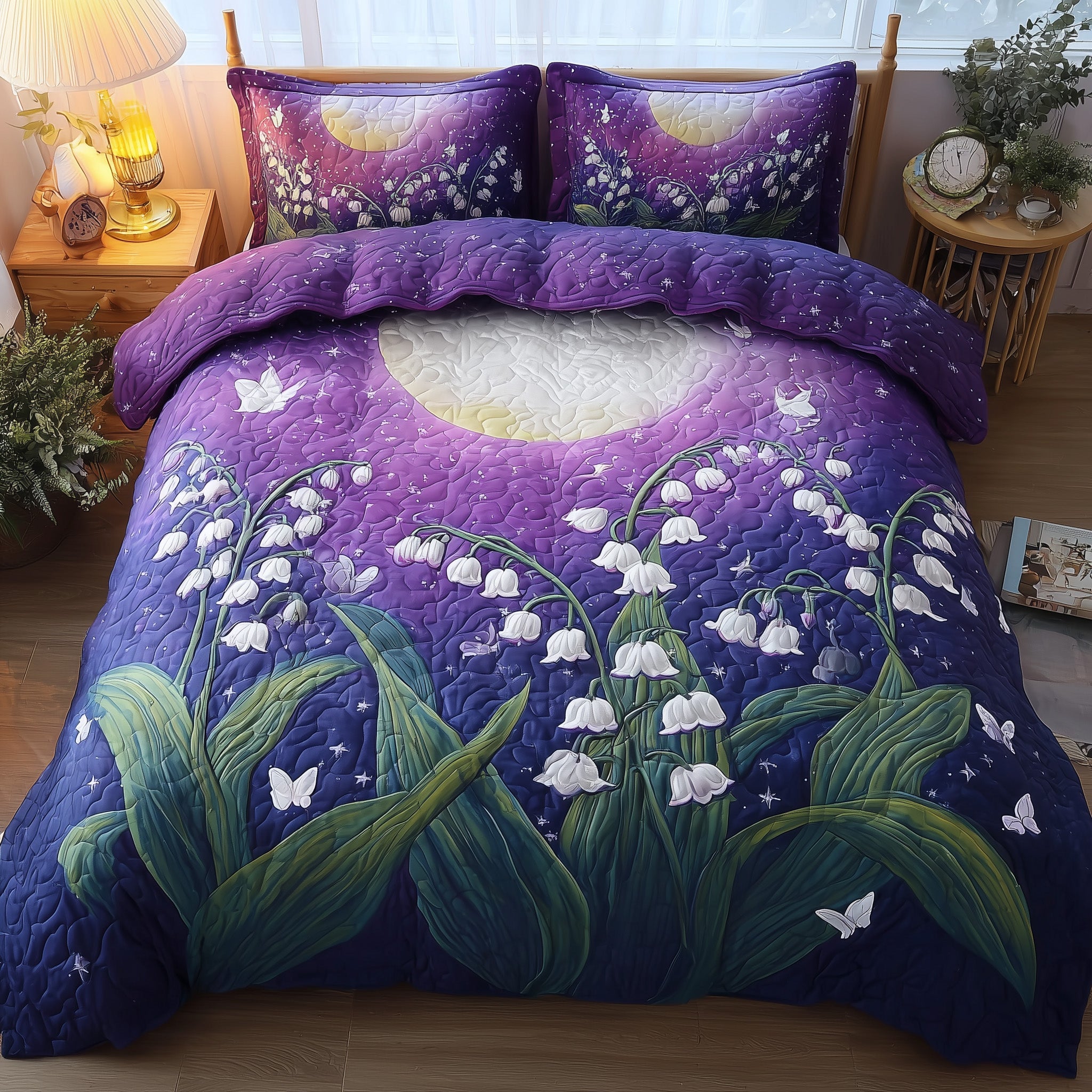 Lily Of The Valley Quilted Bedding Set Anniversary Gift