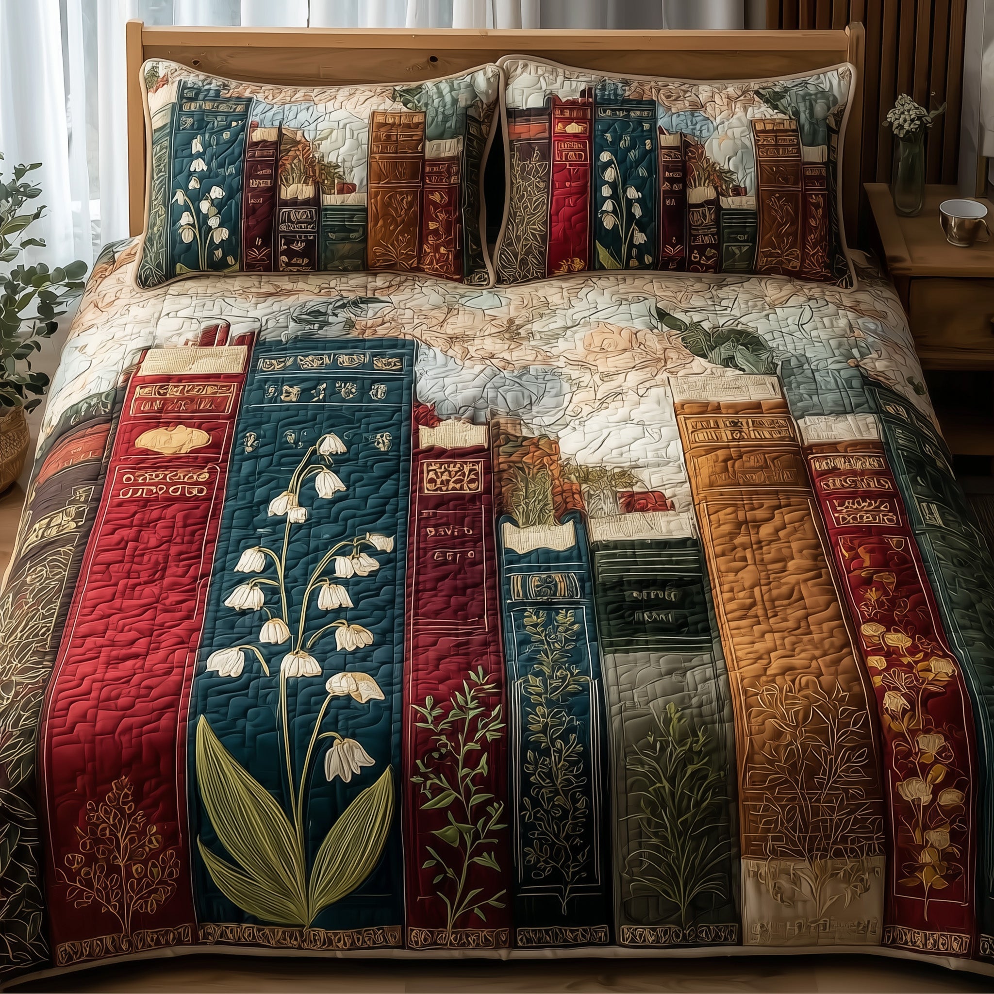 Lily Of The Valley Quilted Bedding Set For Couples