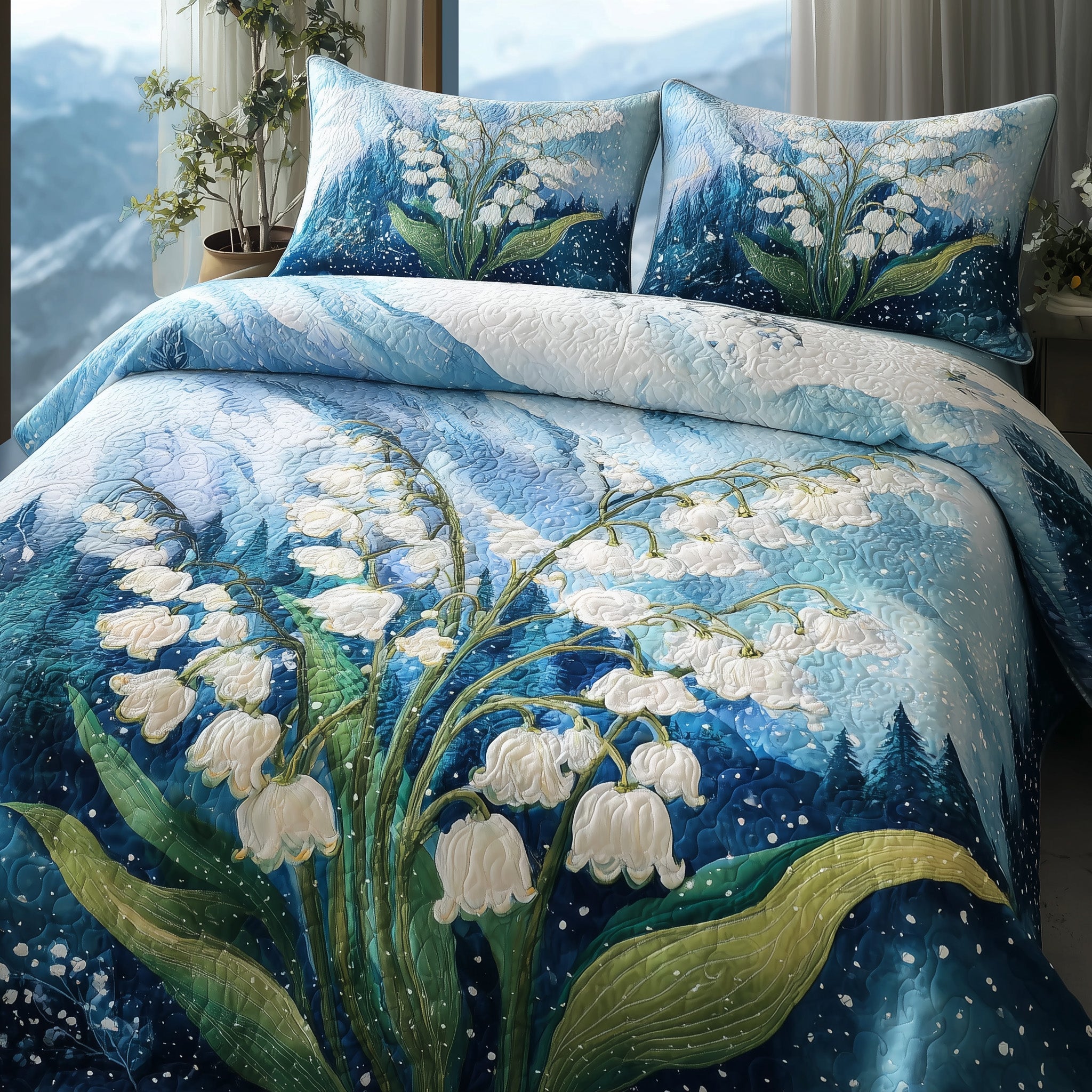 Lily Of The Valley Quilted Bedding Set Holiday Gift