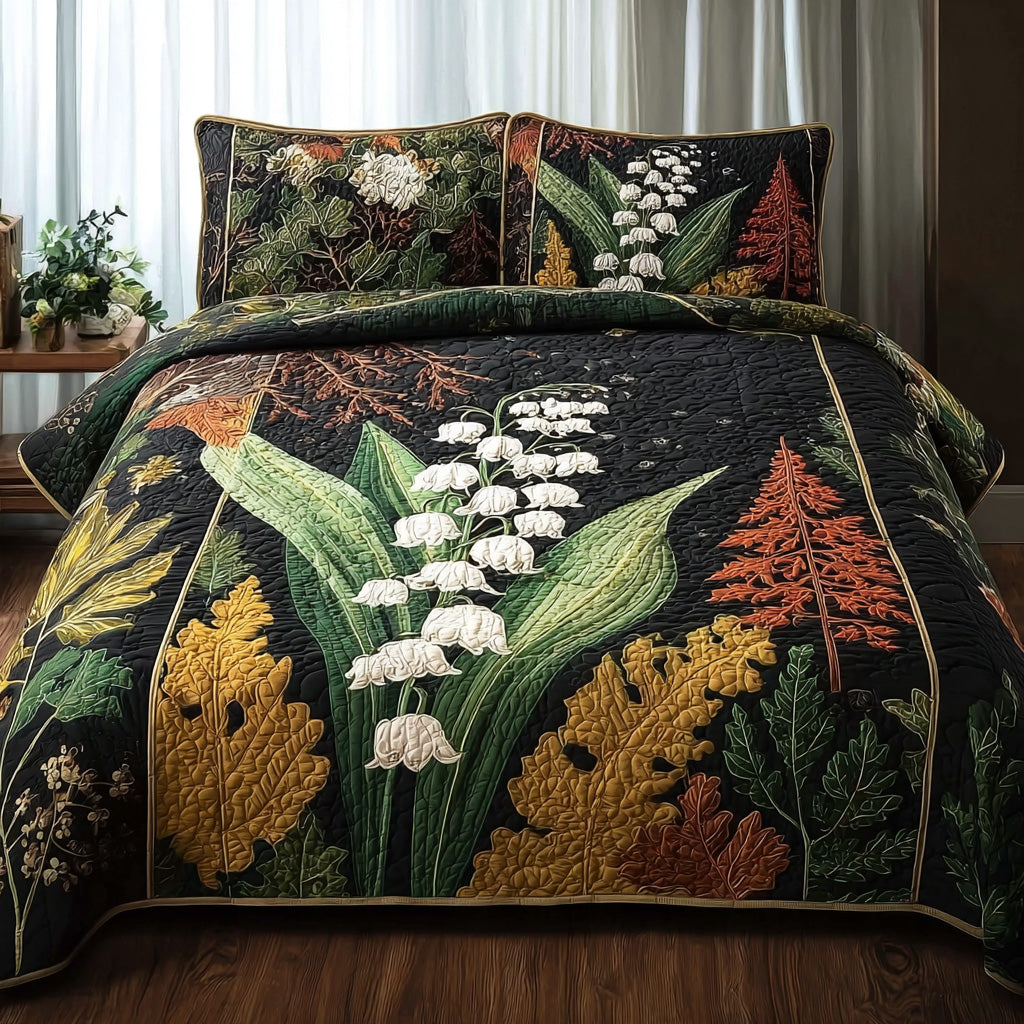 Lily Of The Valley Quilted Bedding Set Solid Color