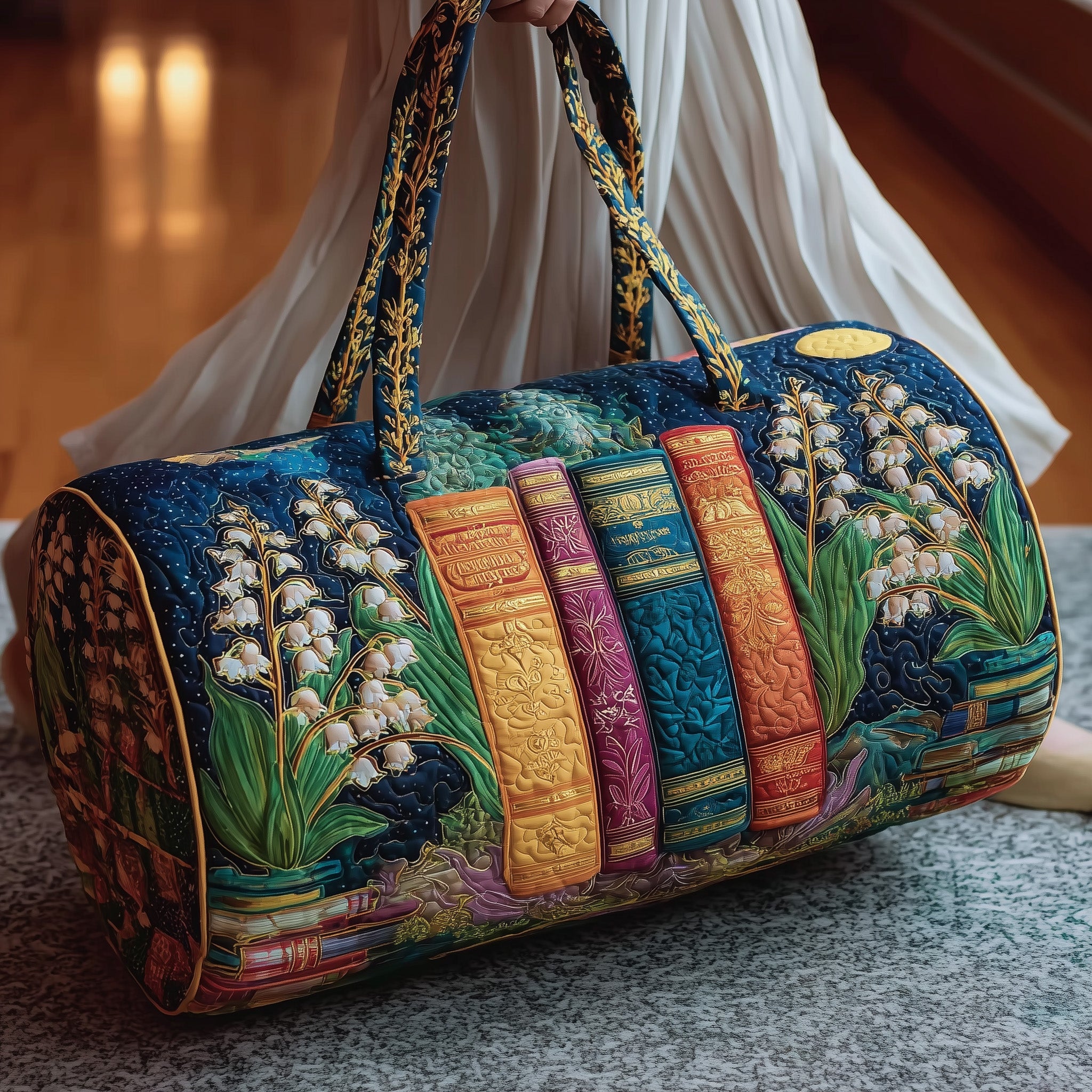 Lily Of The Valley Quilted Duffle Bag Compact And Spacious