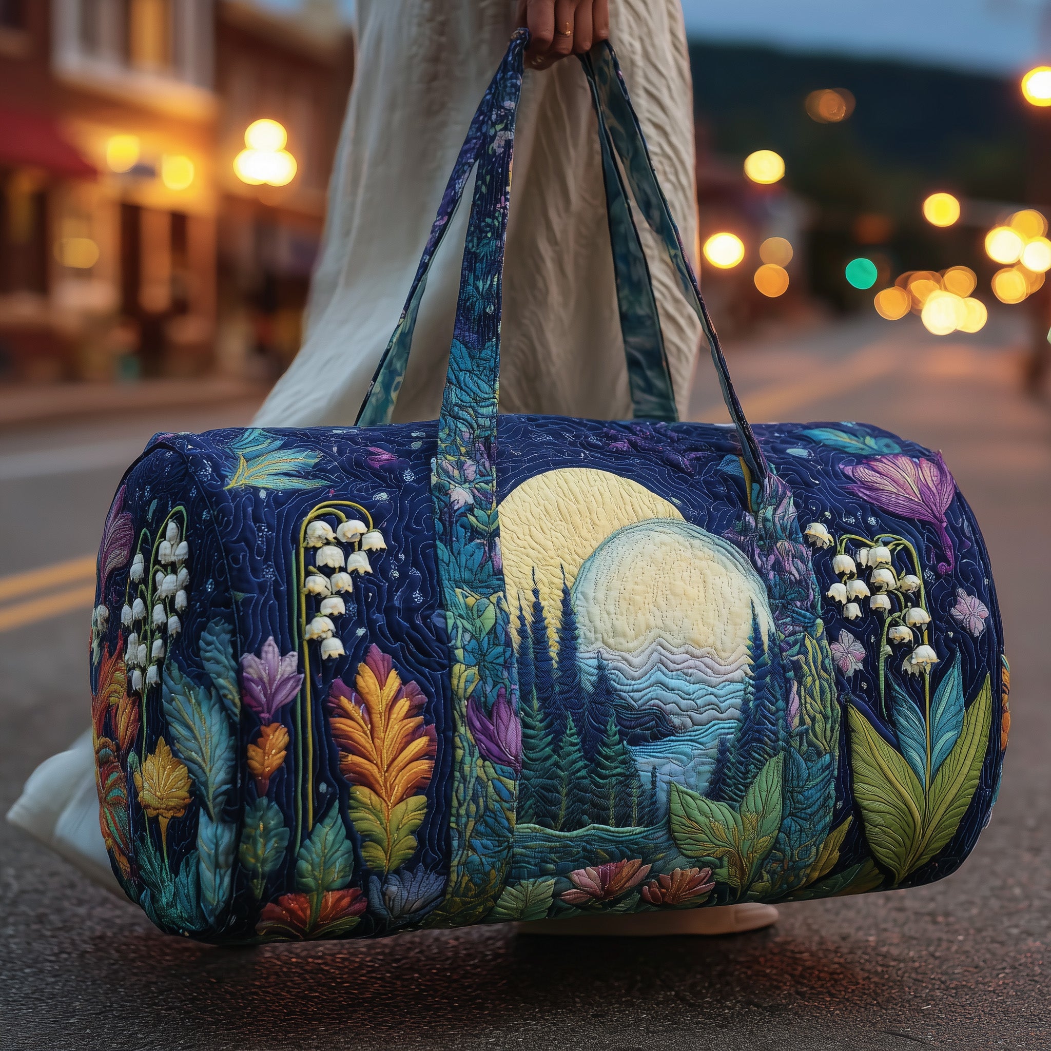 Lily Of The Valley Quilted Duffle Bag Daily Essentials Organizer