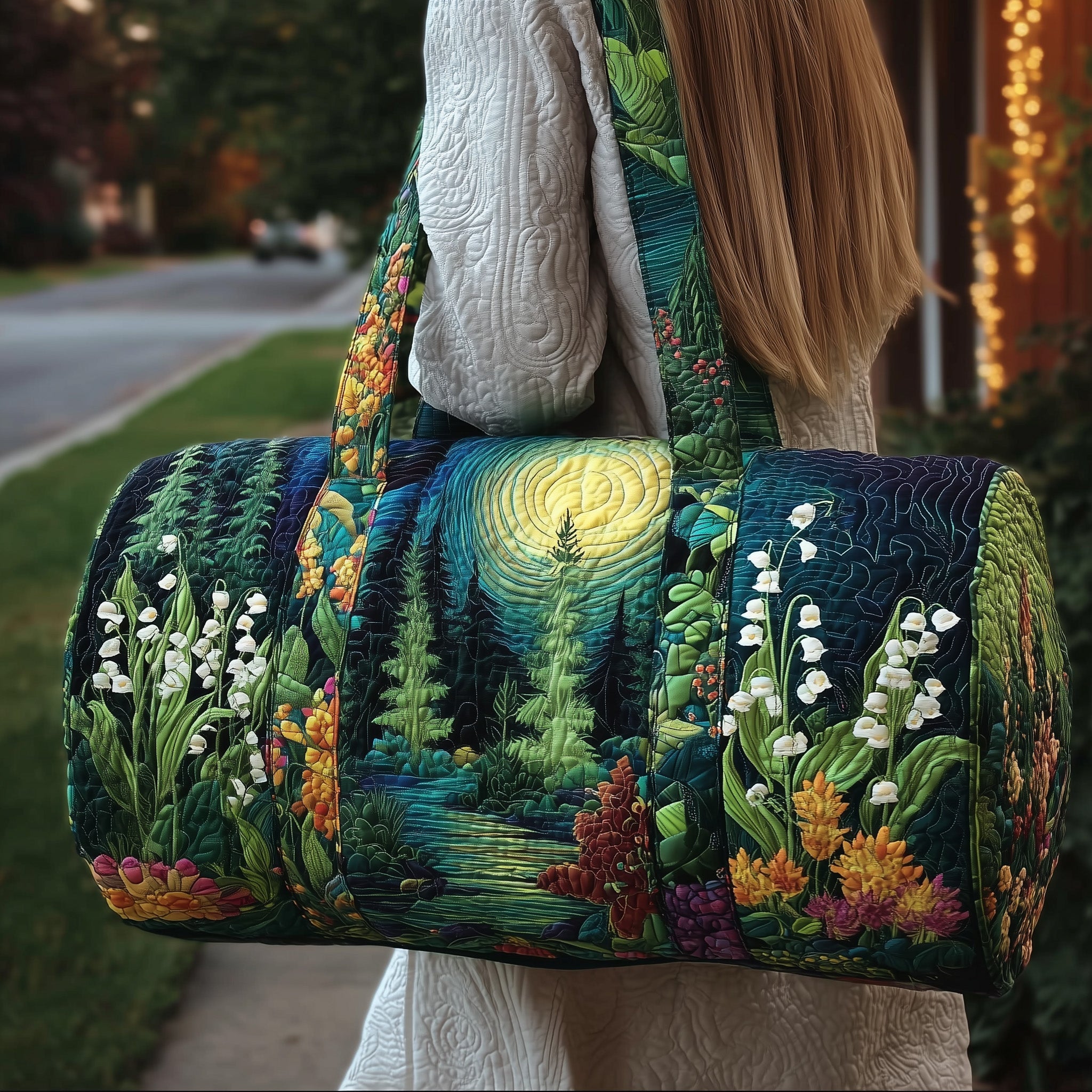 Lily Of The Valley Quilted Duffle Bag Easy To Clean Surface