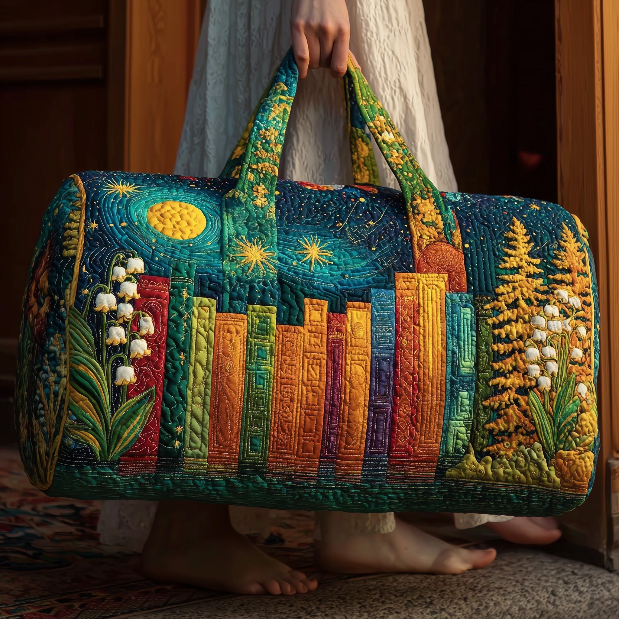 Lily Of The Valley Quilted Duffle Bag Practical And Versatile