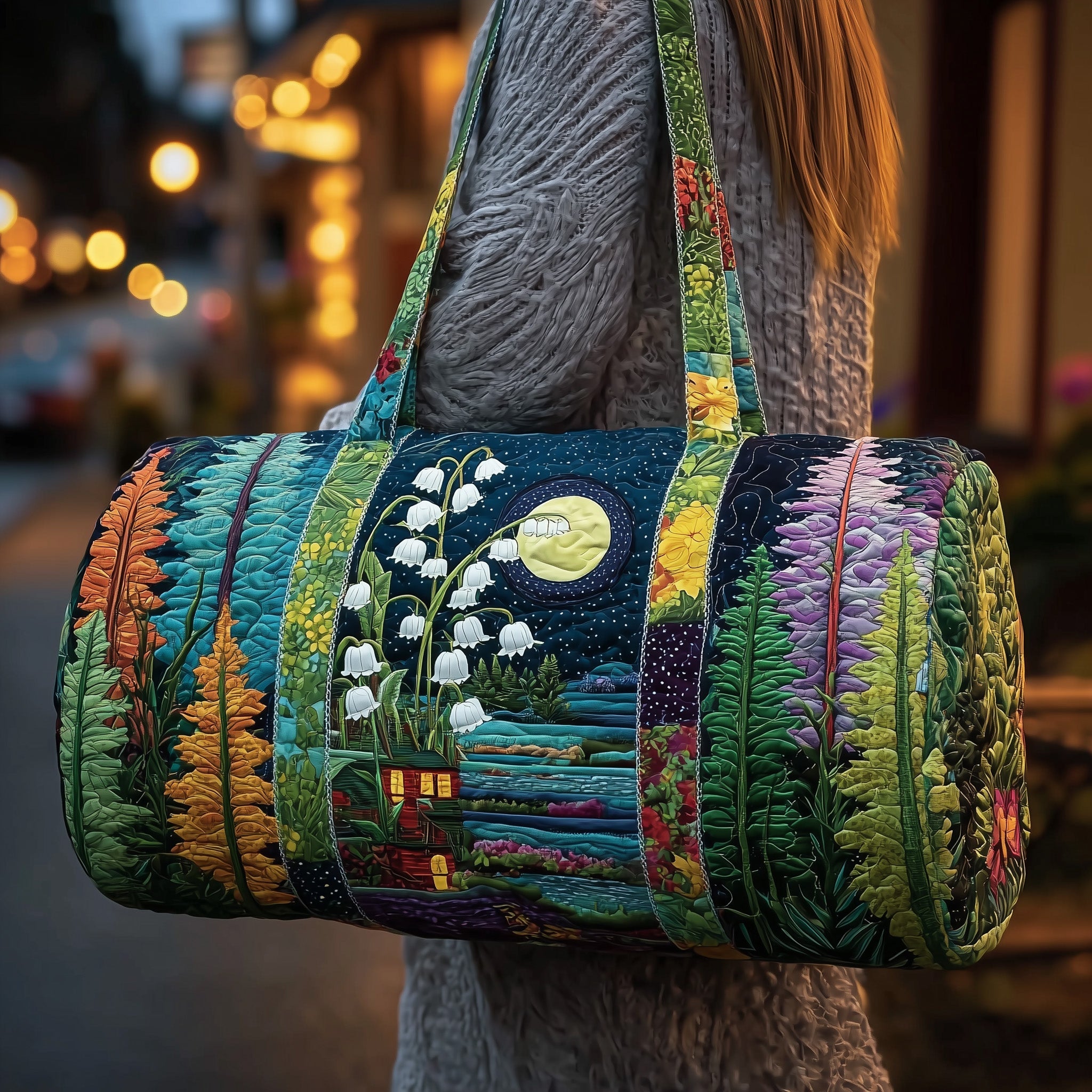 Lily Of The Valley Quilted Duffle Bag Stylish And Practical