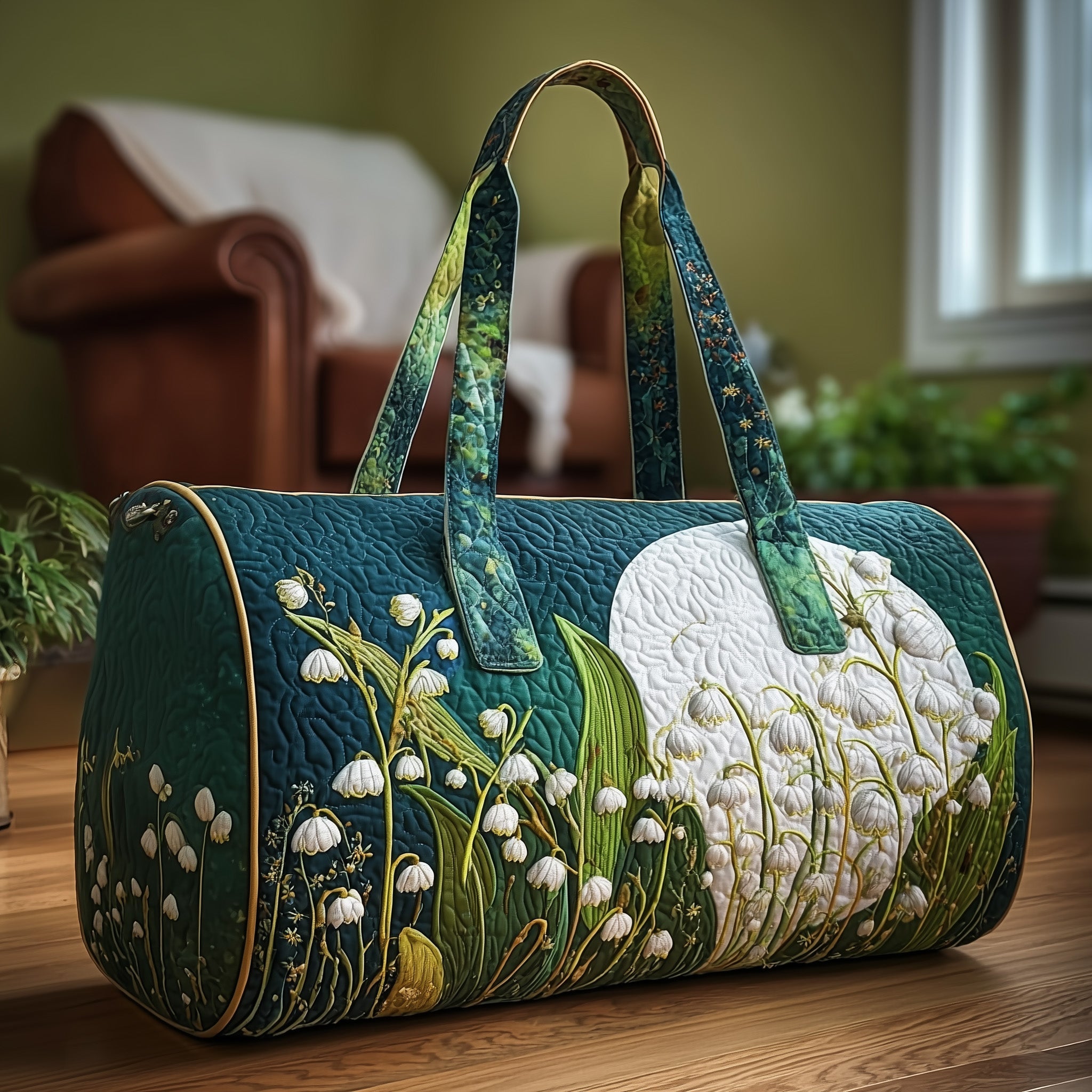 Lily Of The Valley Quilted Duffle Bag Valentine's Day Gift Idea