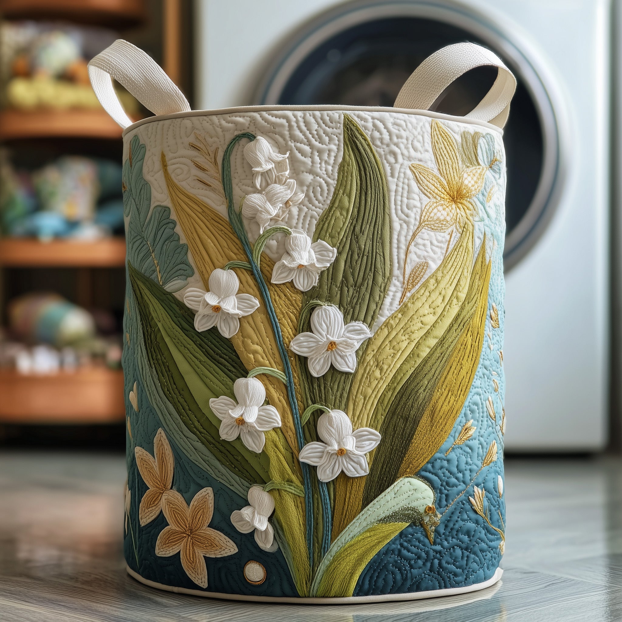 Lily Of The Valley Quilted Laundry Basket Adorable Gift For Flower Enthusiasts