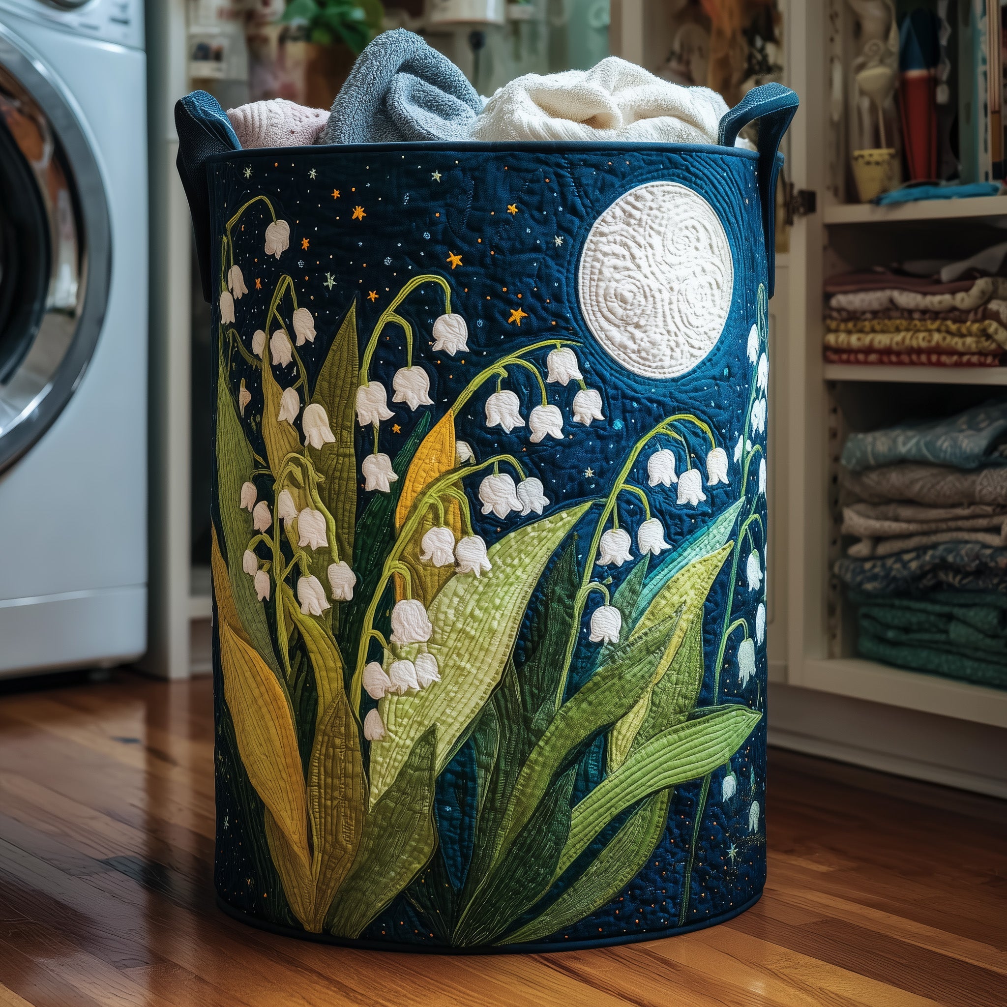 Lily Of The Valley Quilted Laundry Basket Fabric Clothes Basket Gift For Flower Collector
