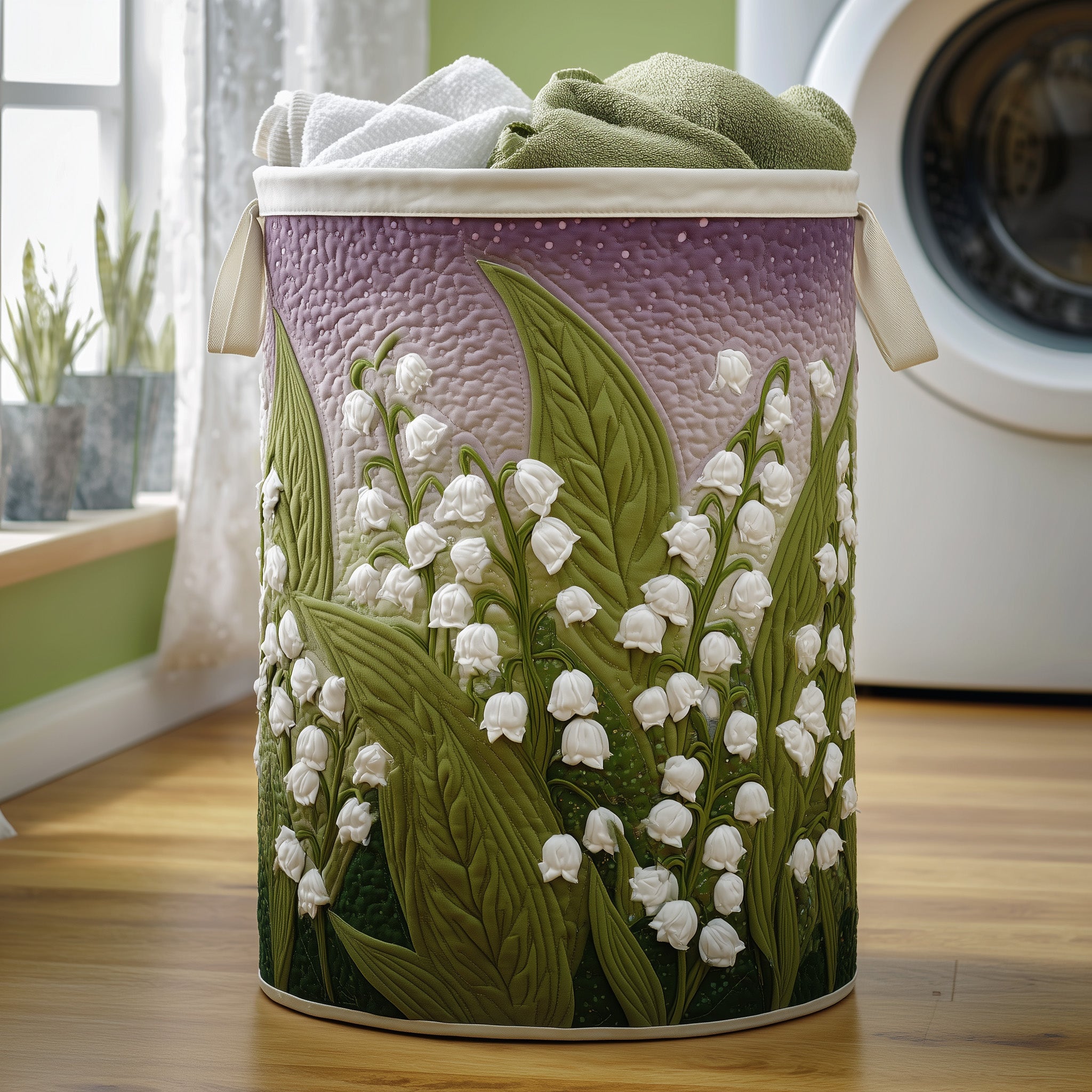 Lily of the Valley Quilted Laundry Basket Flower Arrangement Ideas