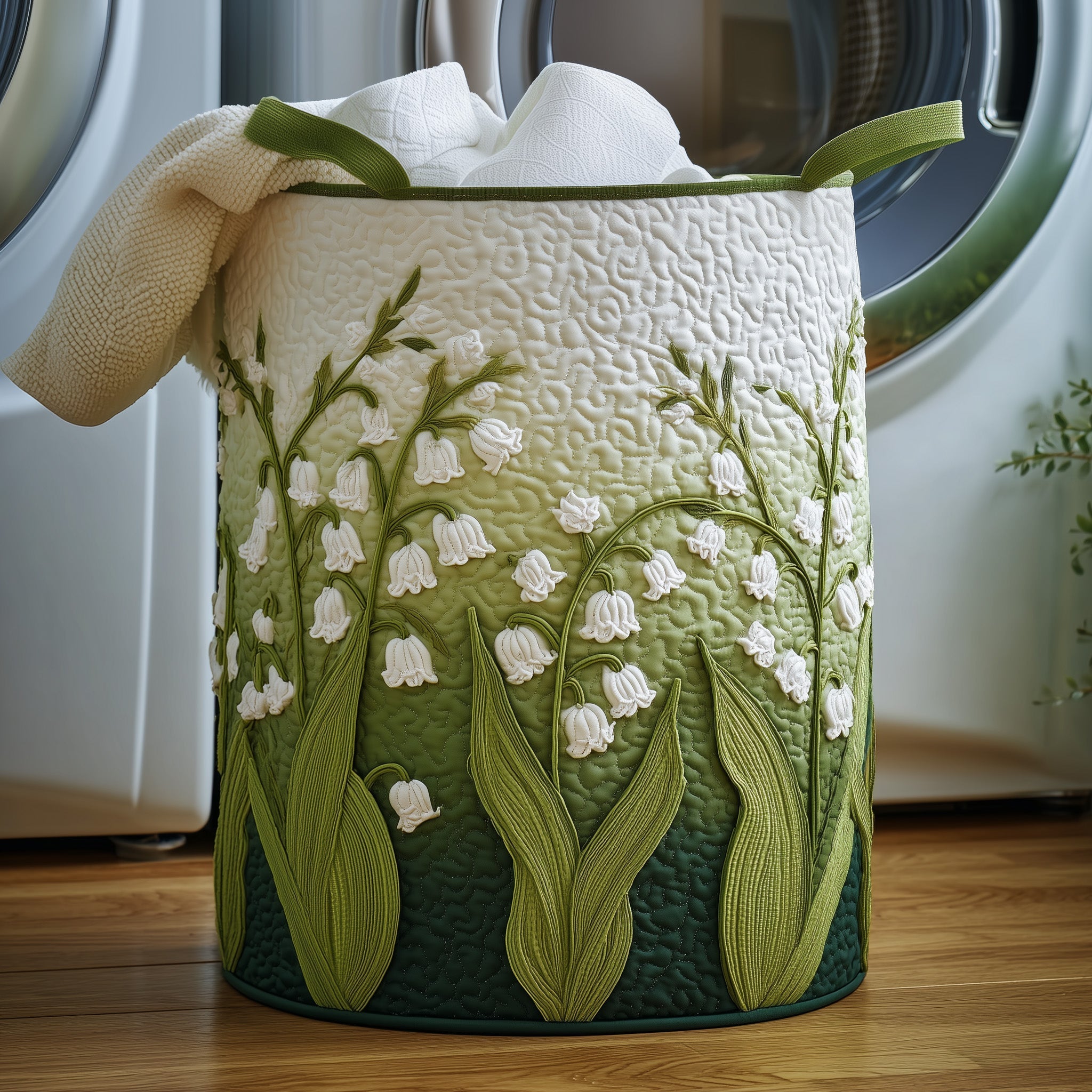 Lily of the Valley Quilted Laundry Basket Forest Gift Shop