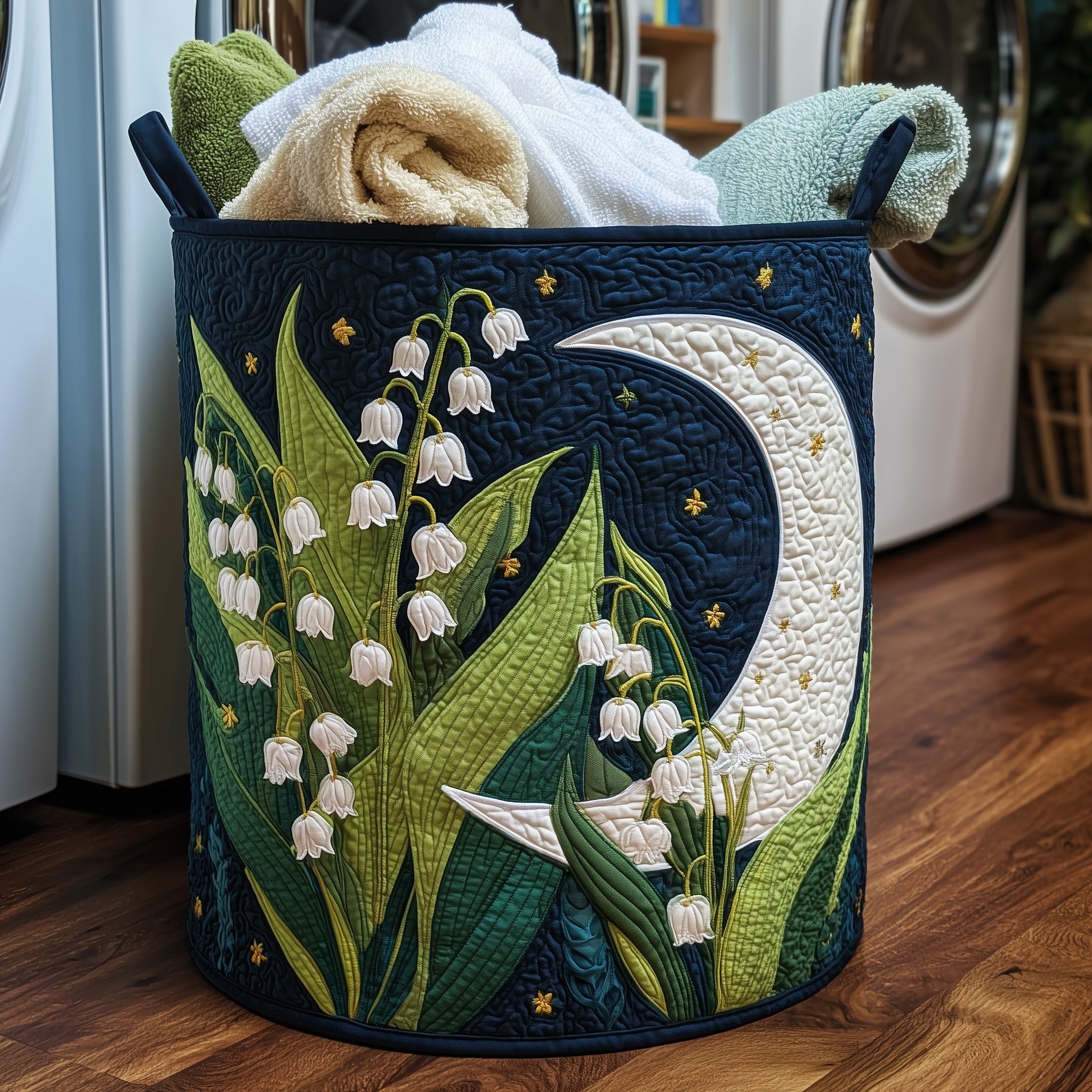 Lily of the Valley Quilted Laundry Basket Gifts For Flower Enthusiasts