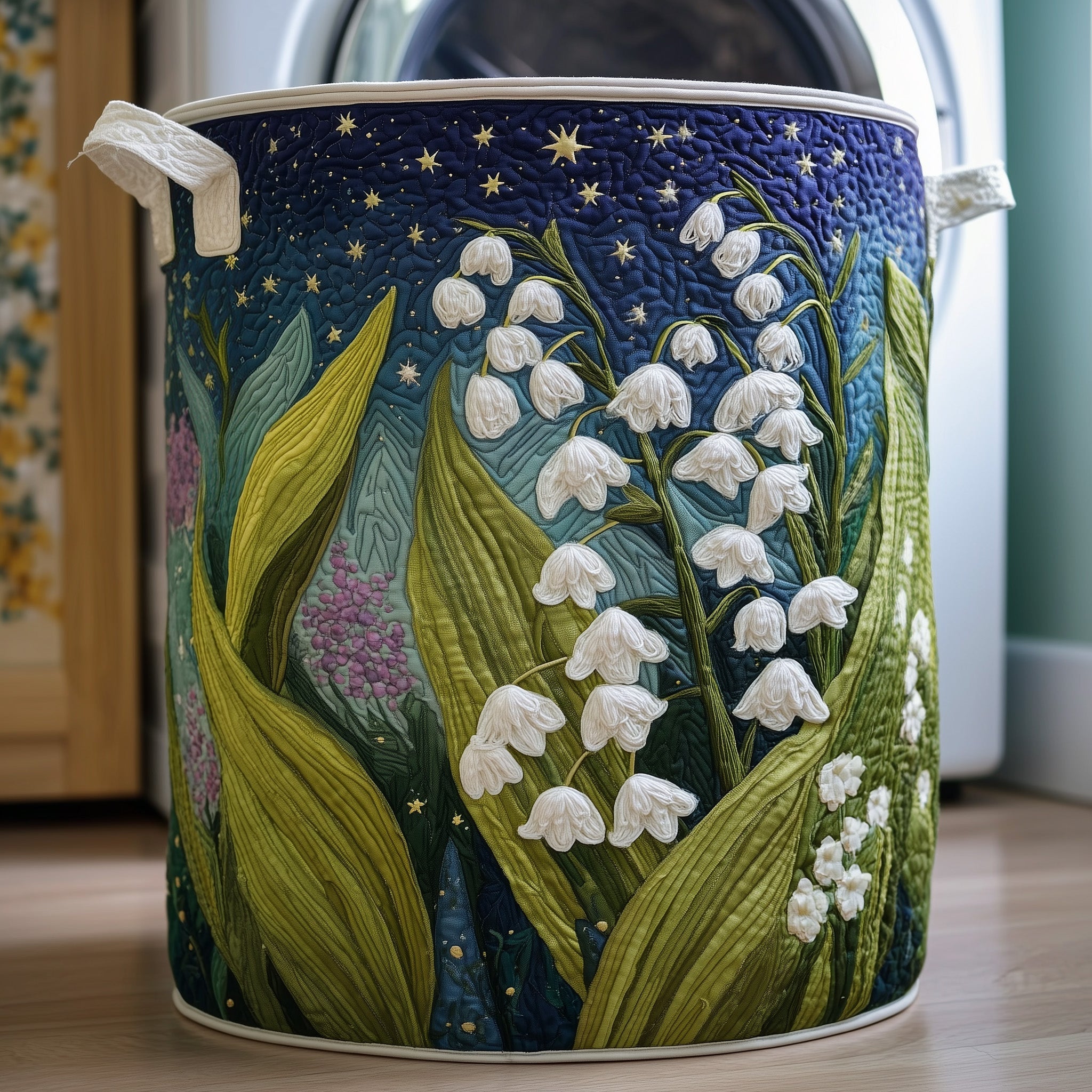 Lily Of The Valley Quilted Laundry Basket Wonderful Gift For Flower Fans