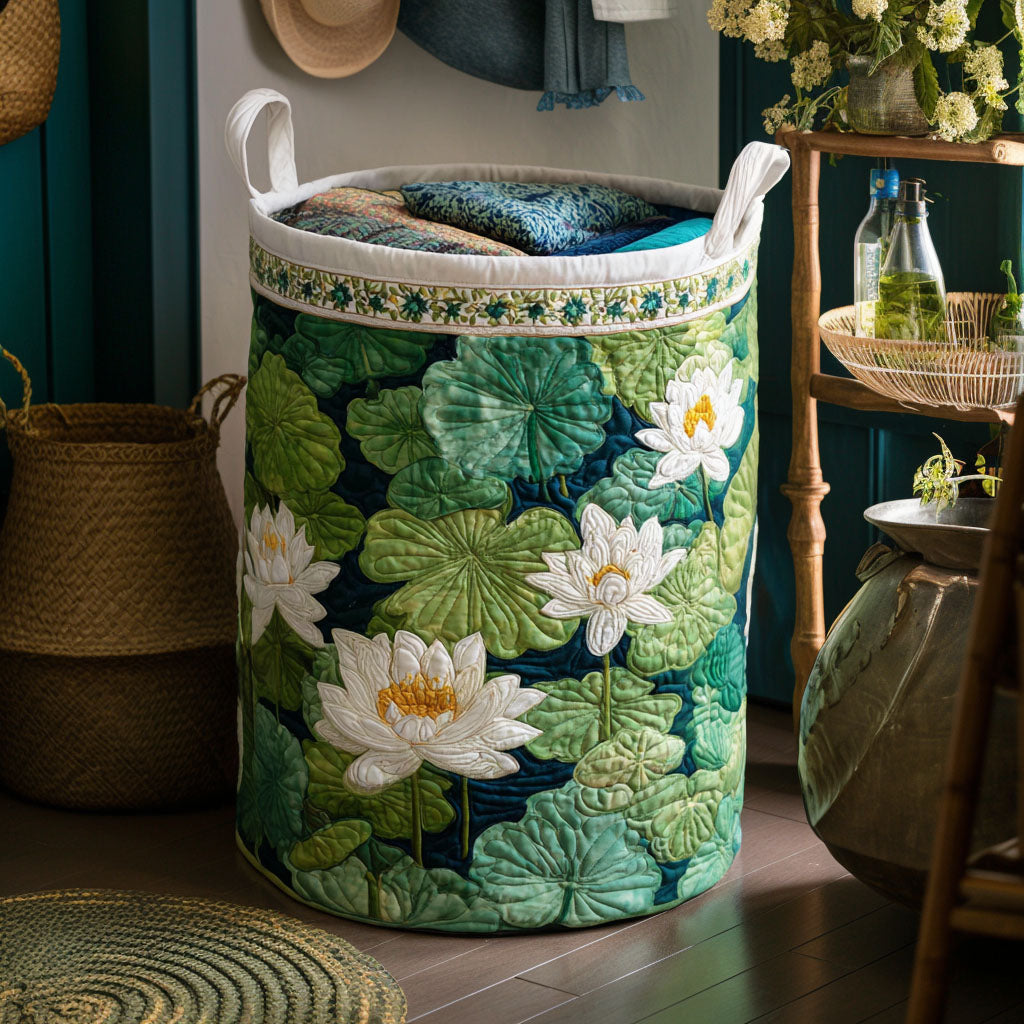 Lily Pond Freshness Quilted Laundry Basket Gift To Brighten Their Day