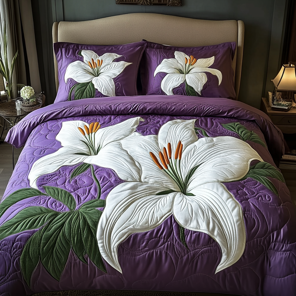 Lily Serenity Quilted Bedding Set Perfect Bedroom Gift Set to Show You Care