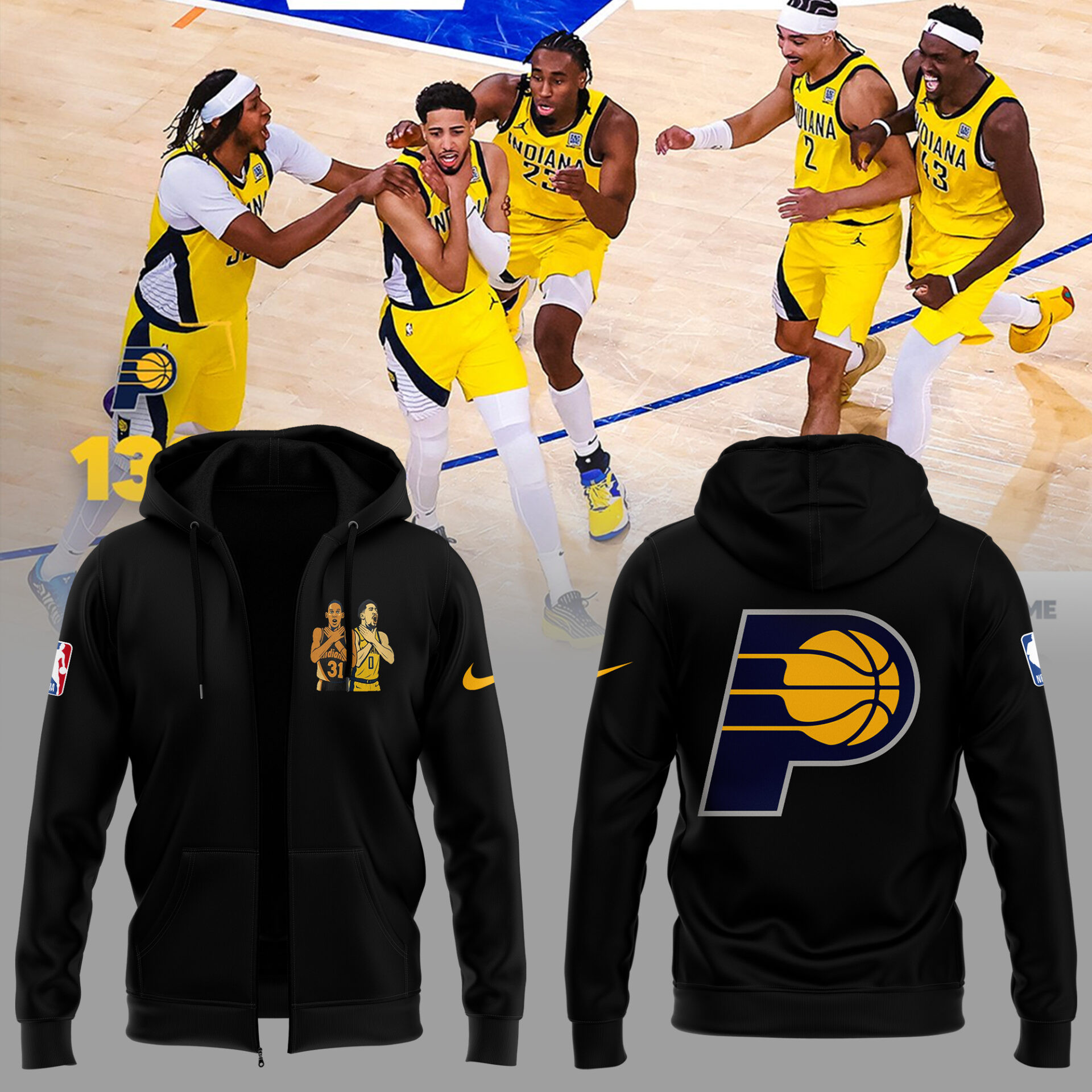Limited Edition Pacers Legacy Signal 2025 Zip Hoodie Good Gifts For Basketball Lovers