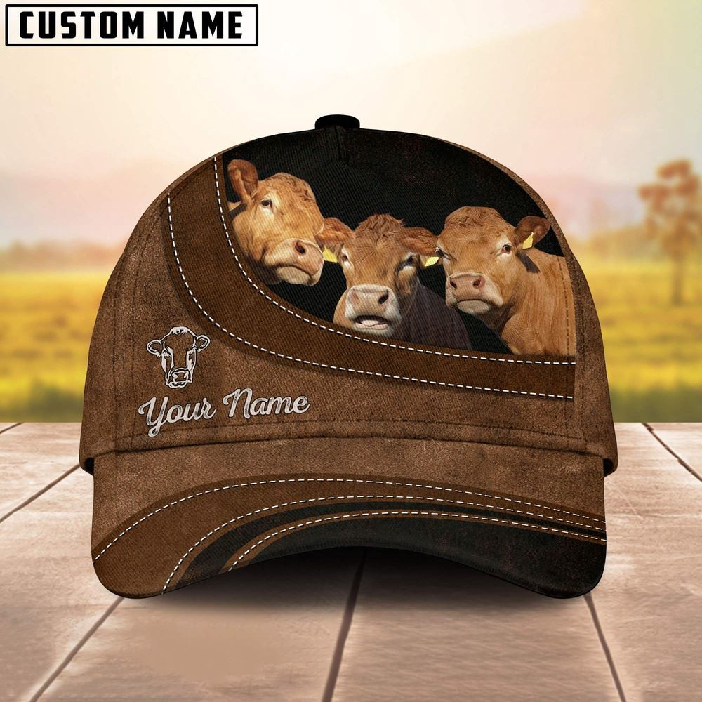 Limousin Happiness Customized Name Cap Farm Cap Farmer Baseball Cap Gift For Farmer