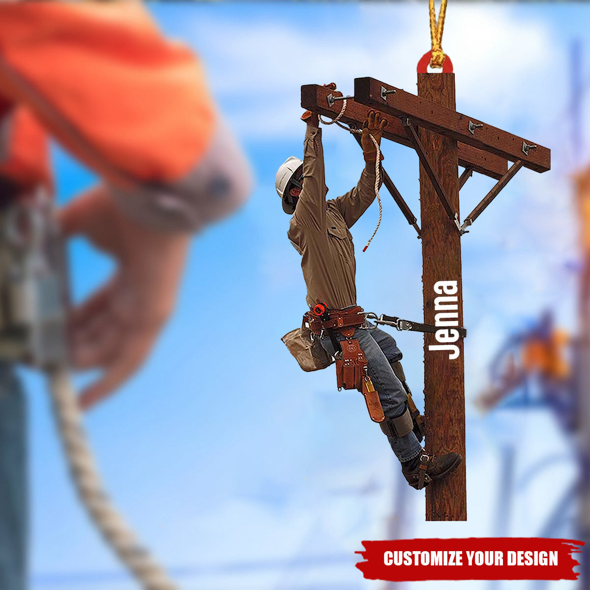 Lineman Outfit Personalized Ornaments  Gift For Lineman Custom Name Lineman Ornament