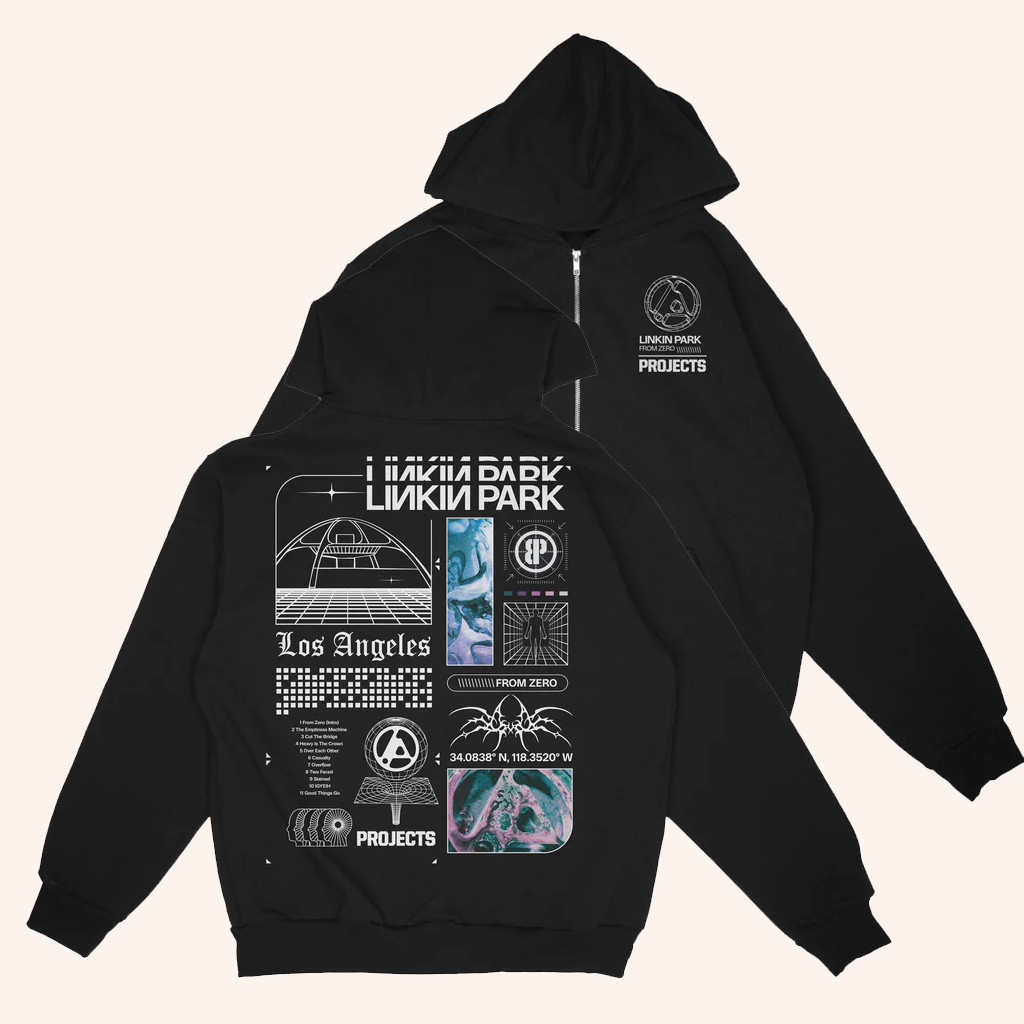 Linkin Park Merch Brooklyn Projects LA Black Zip Hoodie Gifts For Rock Fans