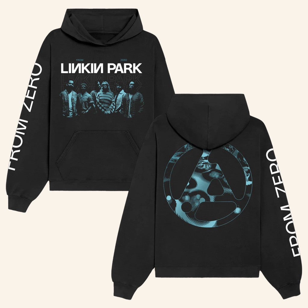 Linkin Park Merch From Zero 2025 Tour FZ Teal Band Photo Black Hoodie Gifts For Music Fans Linkin Park Merch From Zero 2025 Tour FZ Teal Band Photo Black Hoodie Gifts For Music Fans