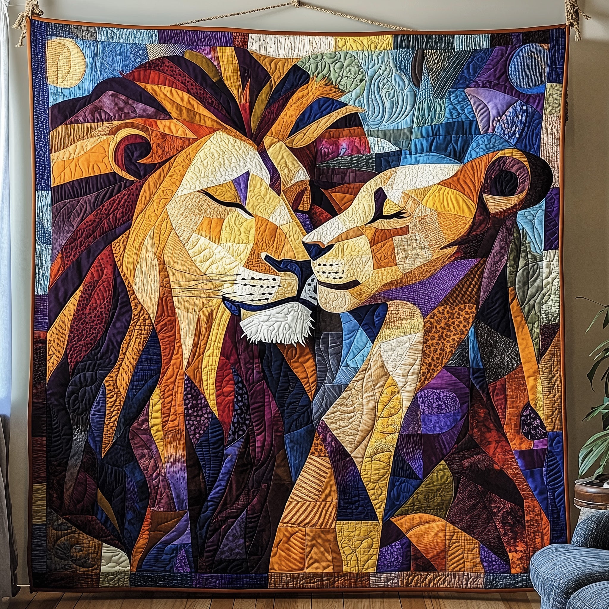 Lion And Lioness Quilted Blanket Cute Soft BlanketLion Gifts For Adults