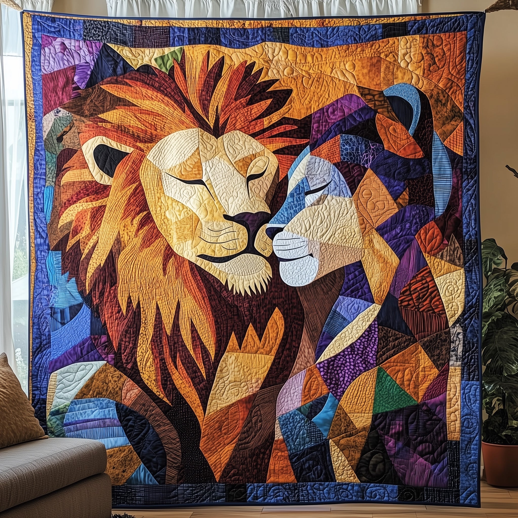 Lion And Lioness Quilted Blanket Cute Soft BlanketLion Lover Gifts Christmas
