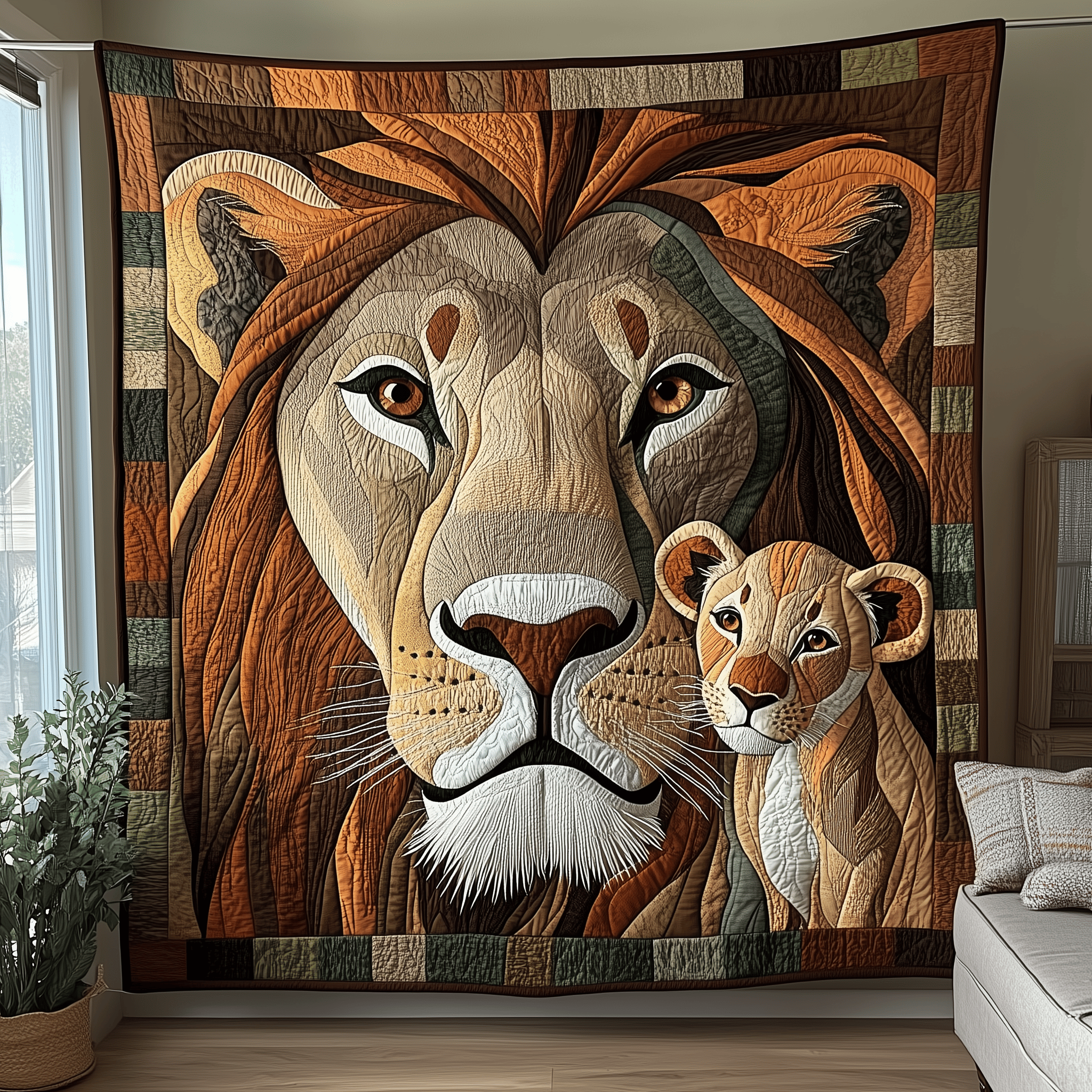 Lion and Mom Bond of Love Quilted Blanket Christmas Throw Blanket Unique Christmas Gifts