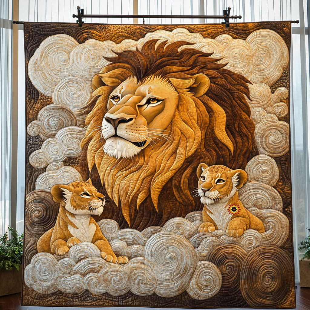 Lion Family Holiday Xmas Quilt Blanket Top Christmas Gifts For Men