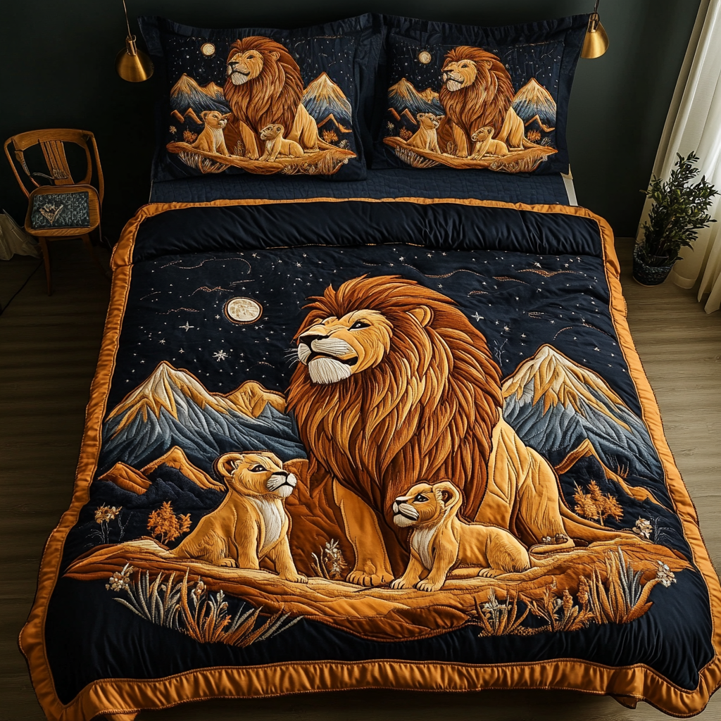 Lion Heart Quilted Bedding Set Bedroom Decorations Top Gifts For Lion Lovers