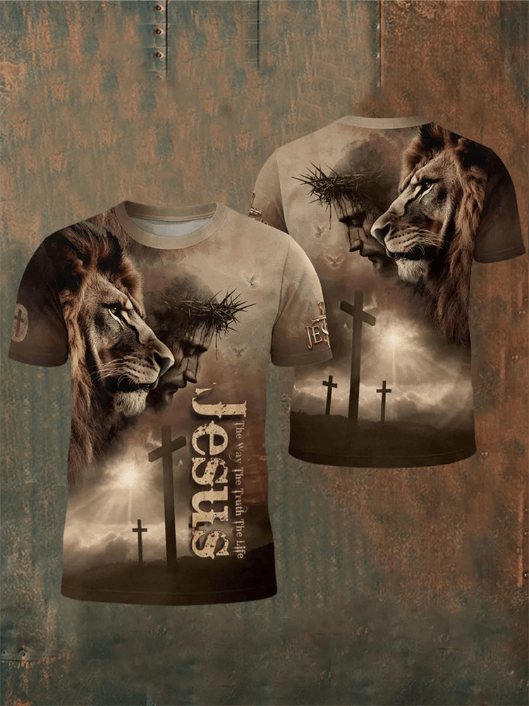 Lion Jesus Cross The Way The Truth The Life T-Shirt Unique Gift For Men