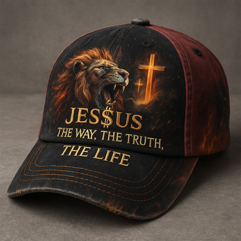 Lion Jesus The Way The Truth The Life Hat Holy Cross Pattern Faith Cap Christian Gift Ideas
