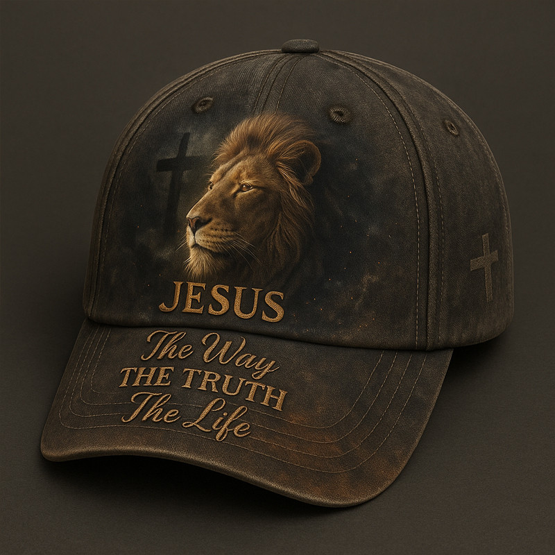 Lion Jesus They Way Truth The Life Hat Animal Pattern Christian Themed Veteran Gift Ideas