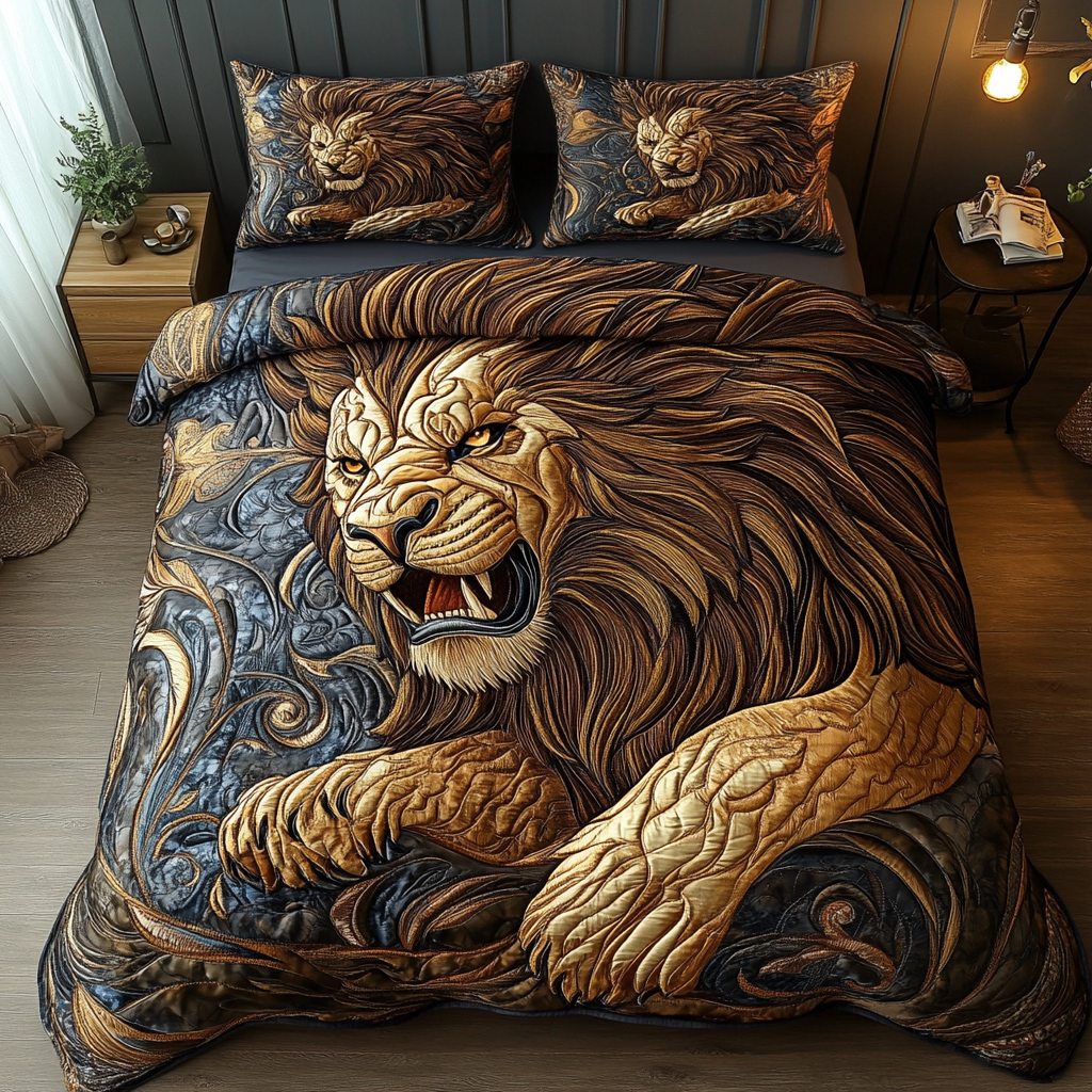 Lion King Quilted Bedding Set Cute Bedroom Decor Best Gifts For Lion Lovers For Him