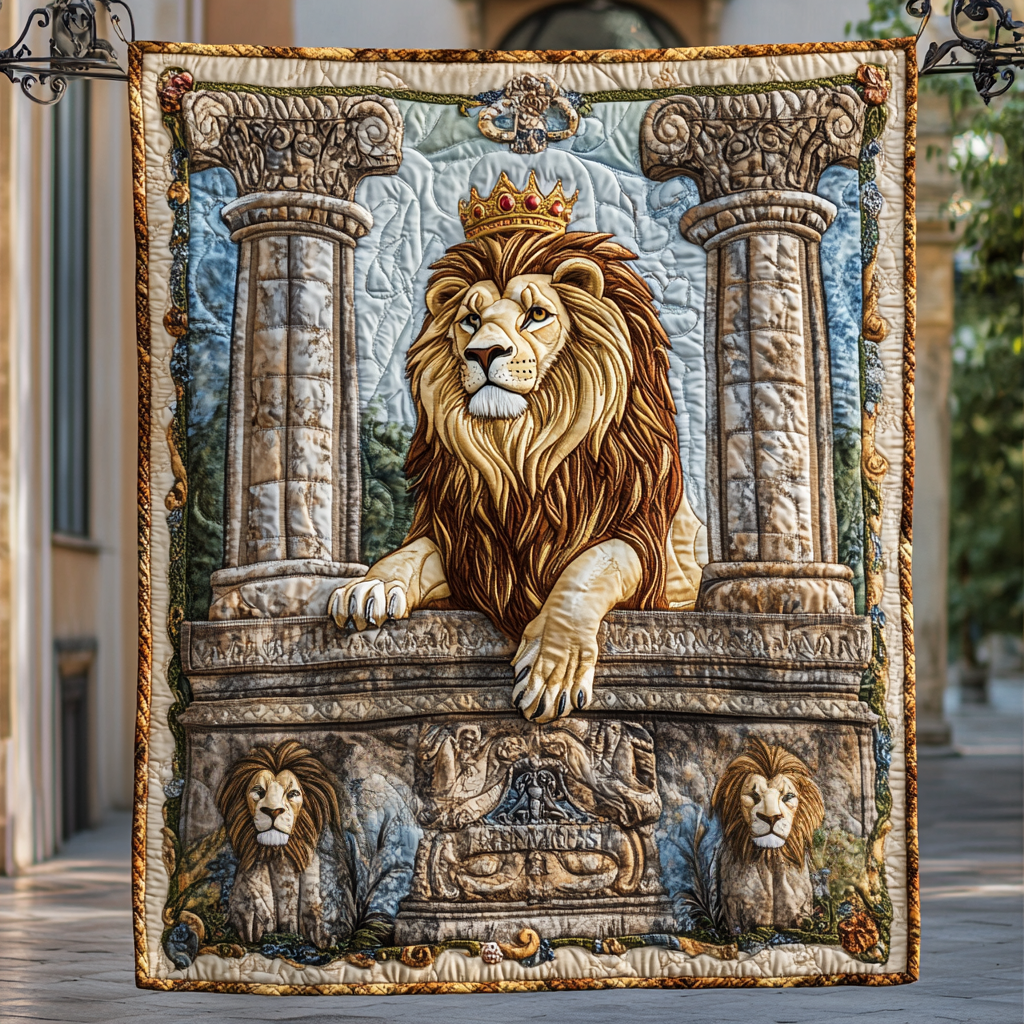 Lion King Quilted Blanket Lion Unique Throw Blankets