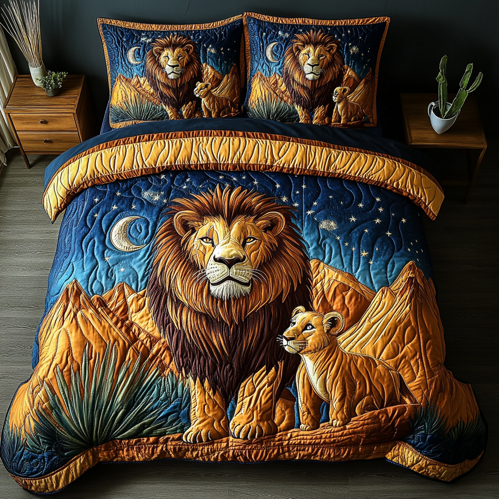 Lion Majesty Quilted Bedding Set Bed Decor Ideas Unique Lion Presents