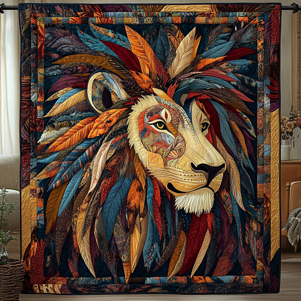 Lion Native Quilted Blanket Lion Unique Throw Blankets