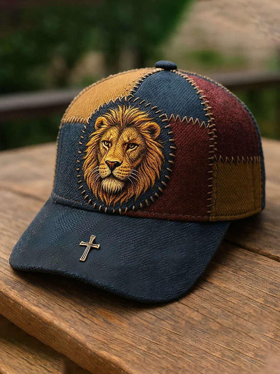 Lion Of Judah Faith Cross Patchwork Baseball Hat Christian Faith Apparel Best Gift Ideas