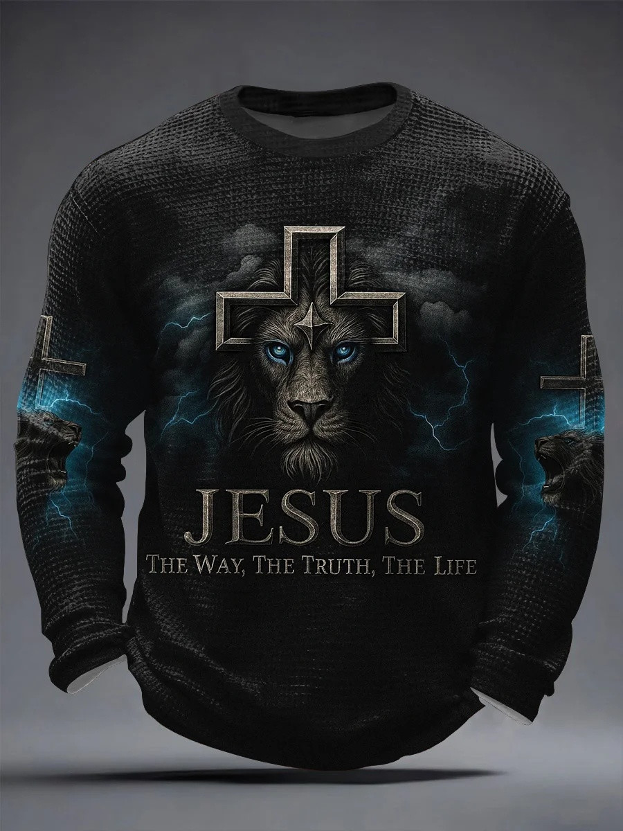 Lion Of Judah Jesus The Way Truth Life Long Sleeve Shirt Men Christian Apparel Gift Ideas
