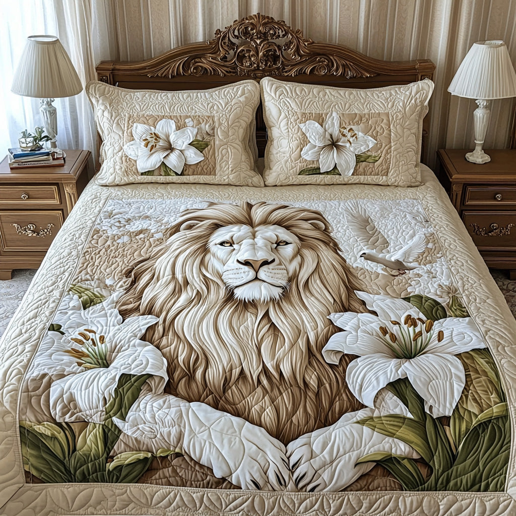 Lion of Judah Quilted Bedding Set Duvet Cover Bed Sheet Set Unique Lion Gift Items