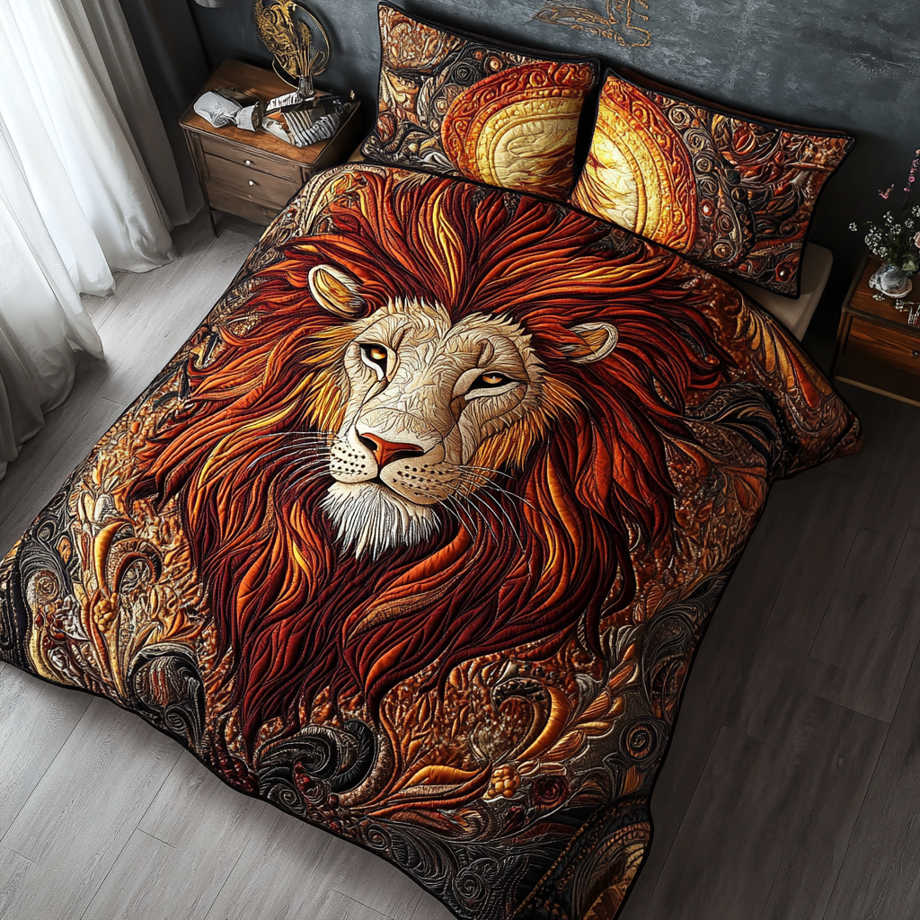 Lion Pride Quilted Bedding Set Bed Room Decoration Best Gifts For Lion Lovers For Him