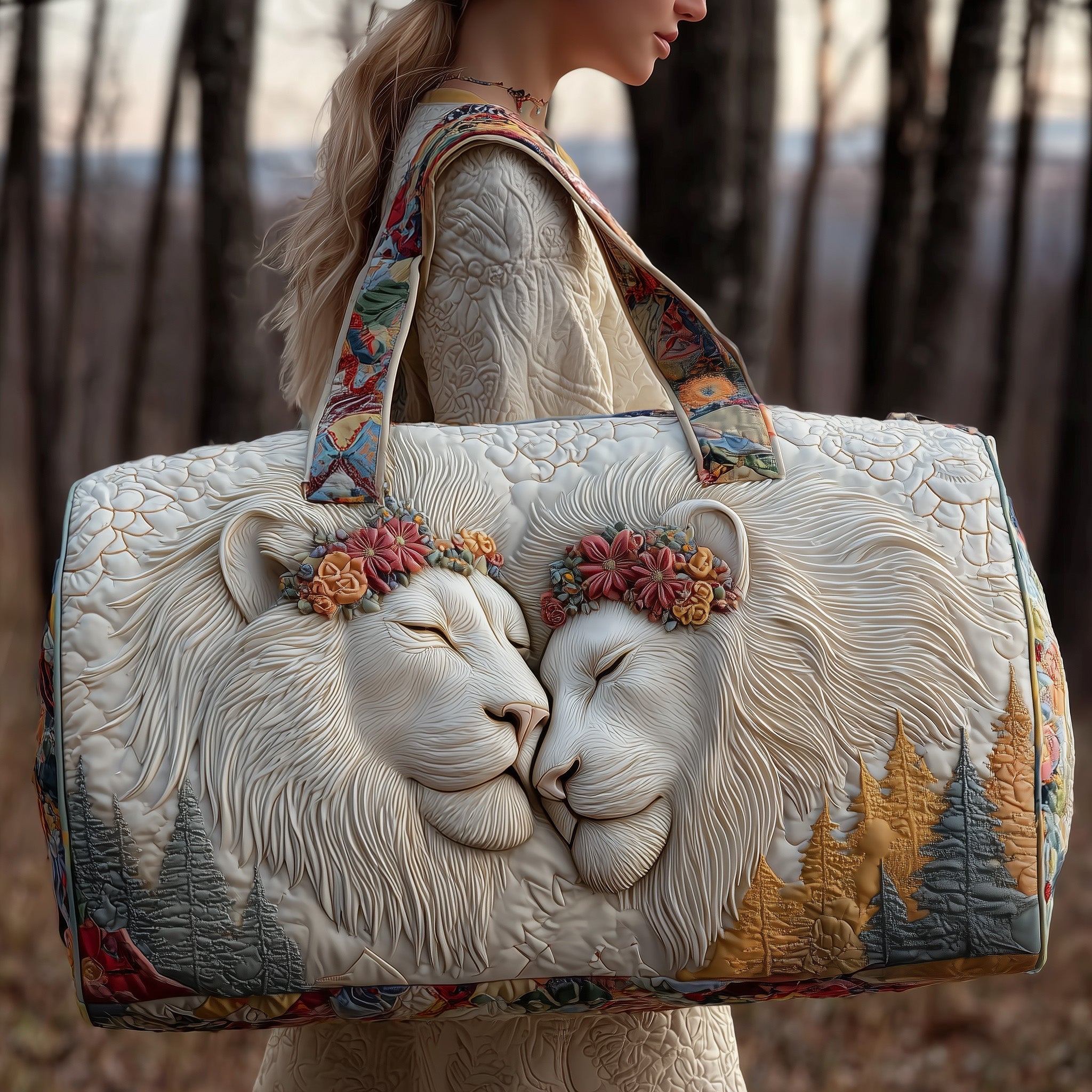 Lion Quilted Duffle Bag Thanksgiving Gift Idea
