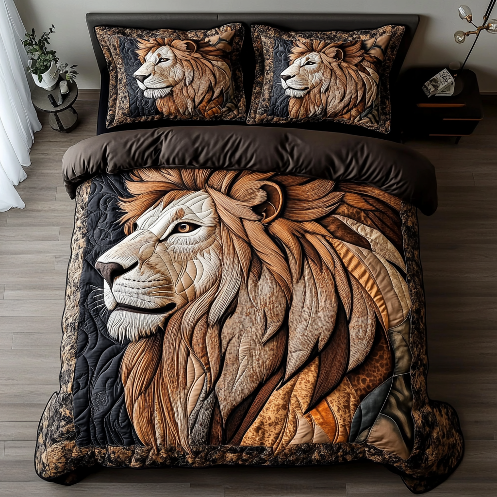 Lion Realm Quilted Bedding Set Bed Decorations Lion Related Gifts