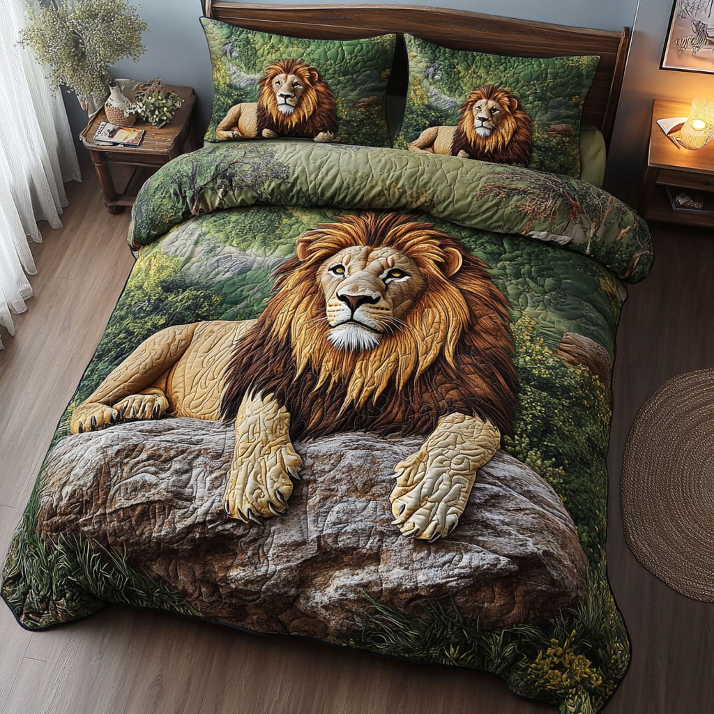 Lion Roar Quilted Bedding Set Unique Bed Sheet Set Good LionThemed Gifts
