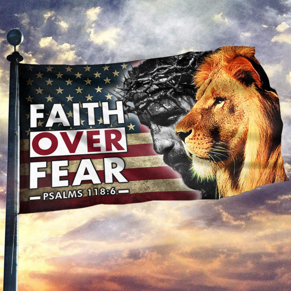 Lion Stand Strong Faith Over Fear USA Flag Christian 118 6 Unique Veteran Honoring Gifts