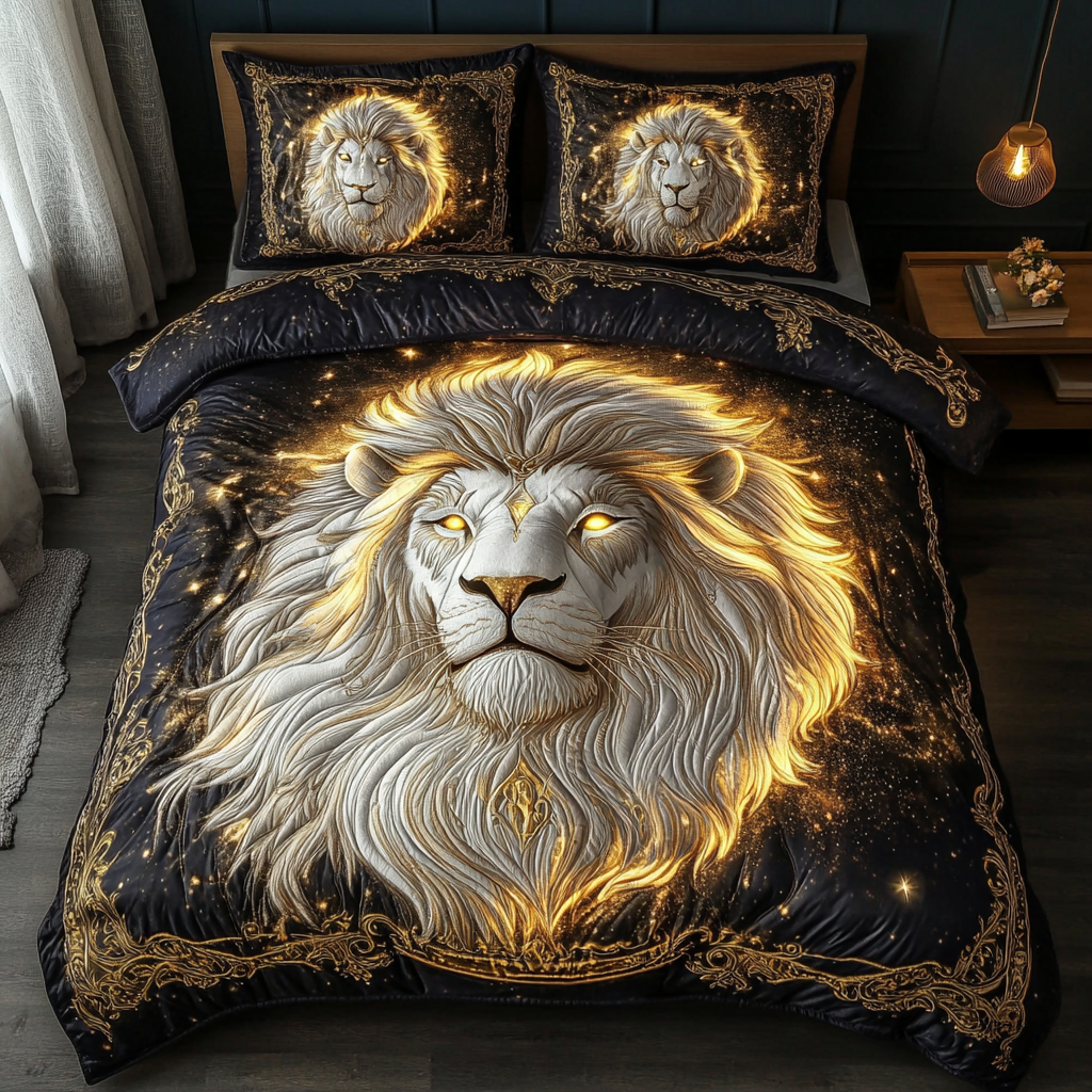 Lion Strength Quilted Bedding Set Best Comforter Sets Lion Christmas Gifts For Husband