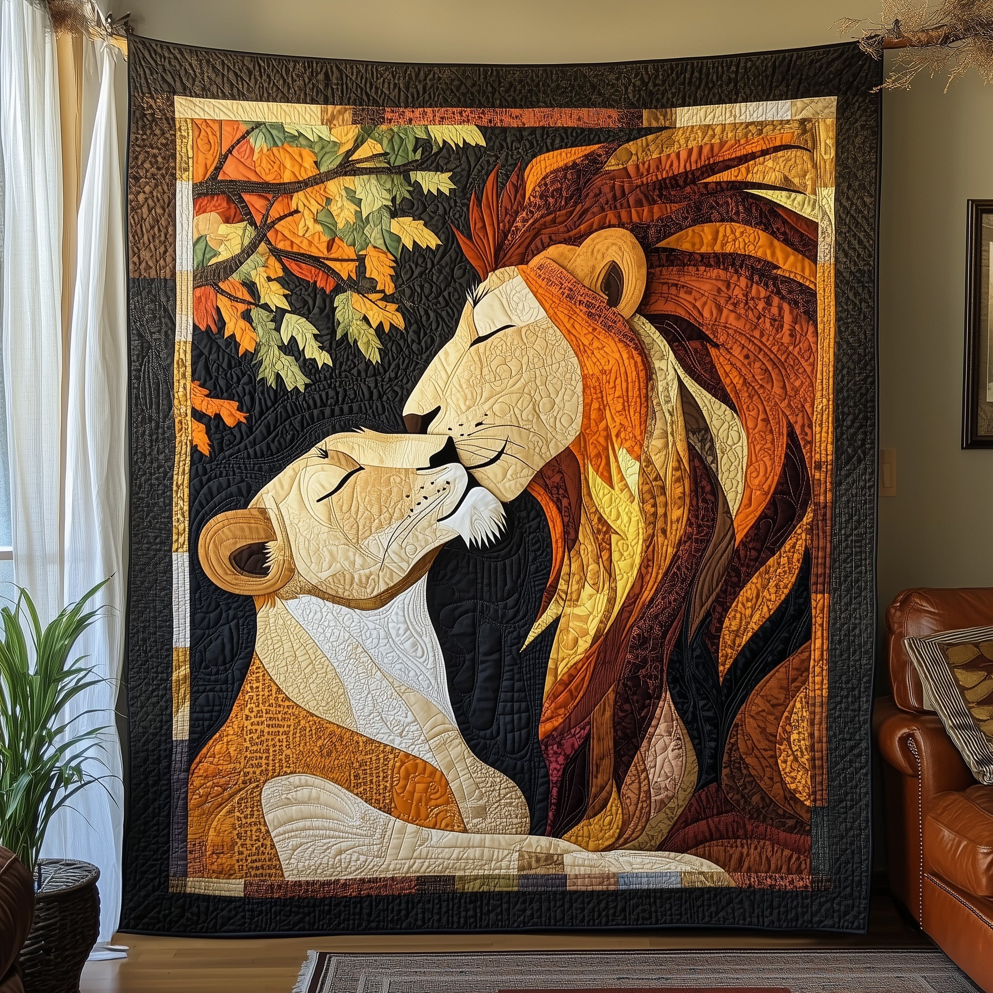 Lions In Love Quilted Blanket Cute Soft BlanketBest Lion Gifts For Him