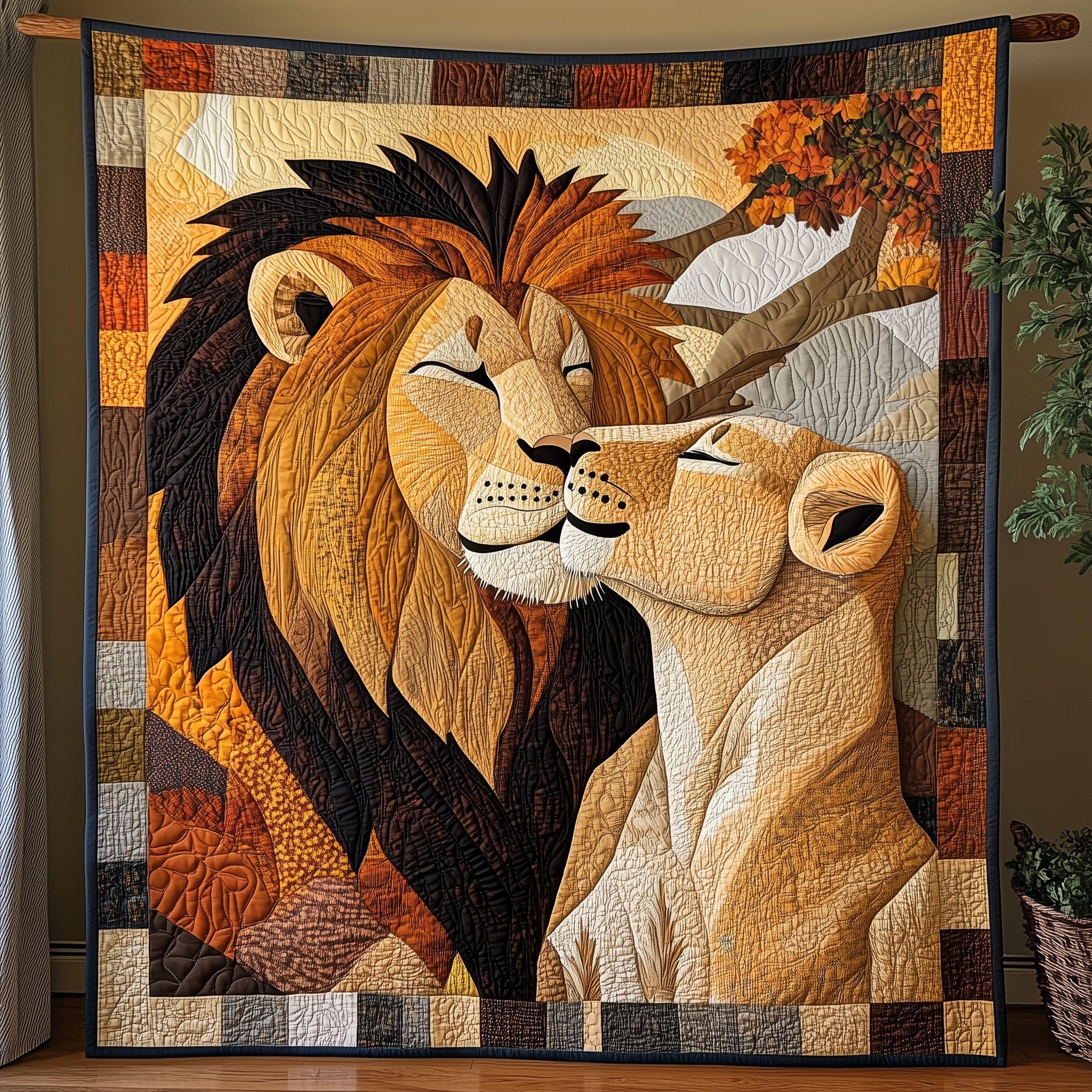 Lions In Love Quilted Blanket Cute Soft BlanketPresents For Lion Lovers