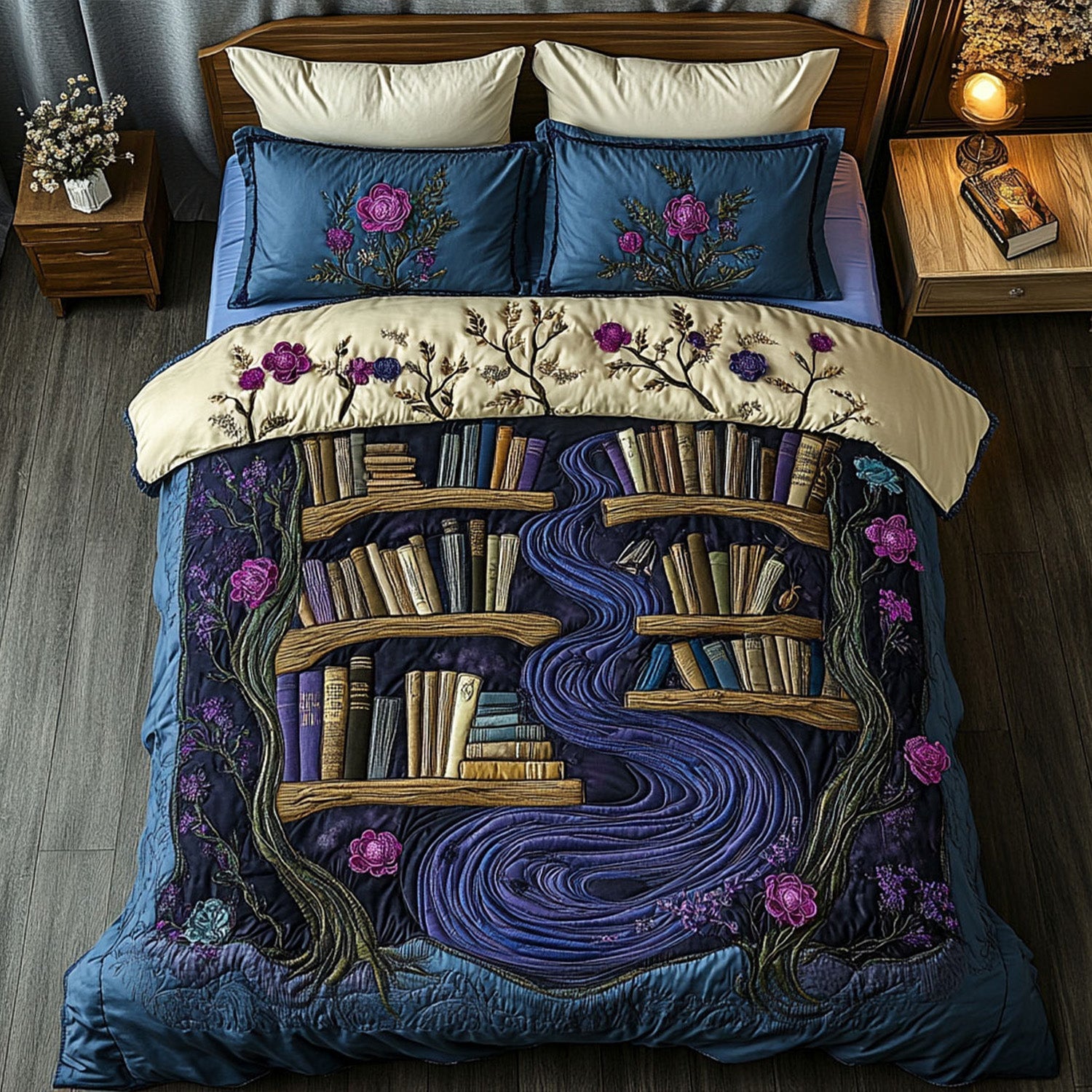 Literary Adventures Quilted Bedding Set Bed Decorations Book Lovers Gifts For Boyfriend