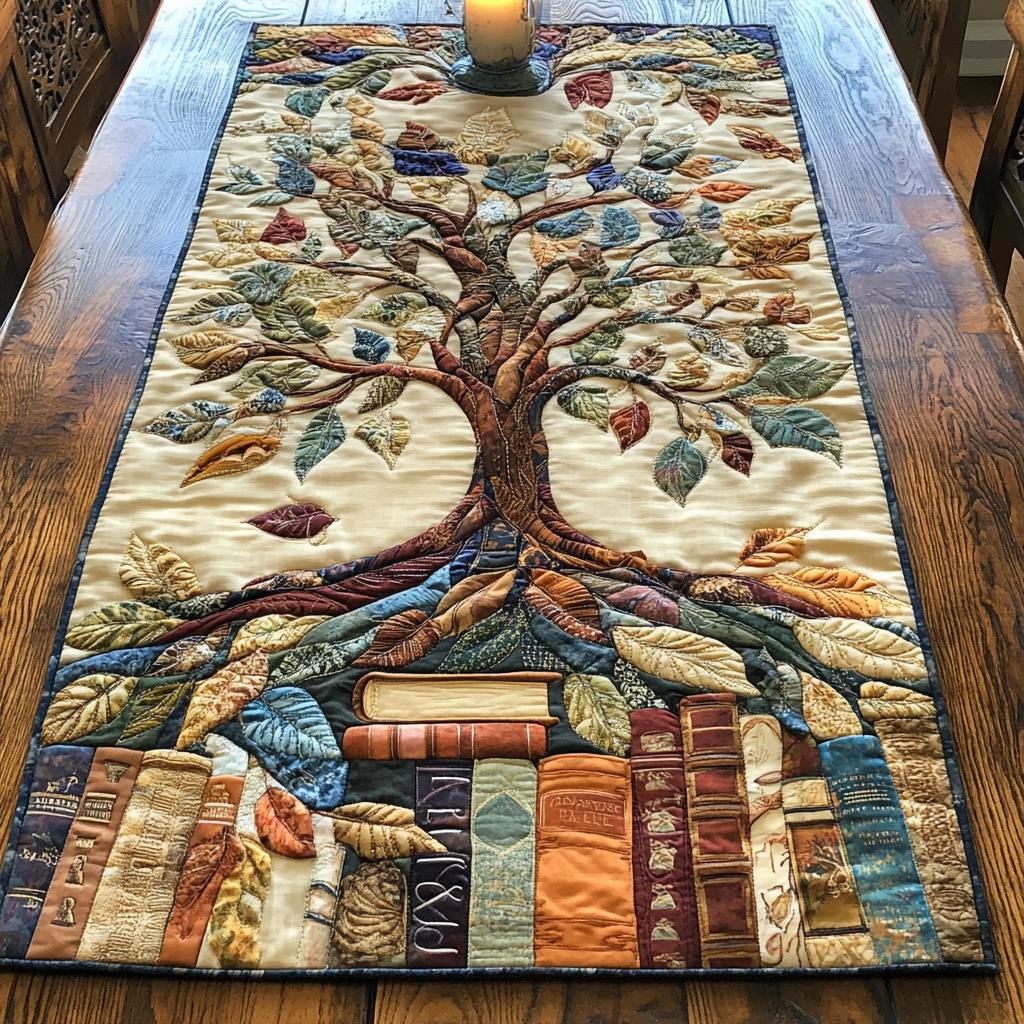 Literary Bliss Quilted Table Runner Dining Table Decor Awesome Gifts For Book Lovers